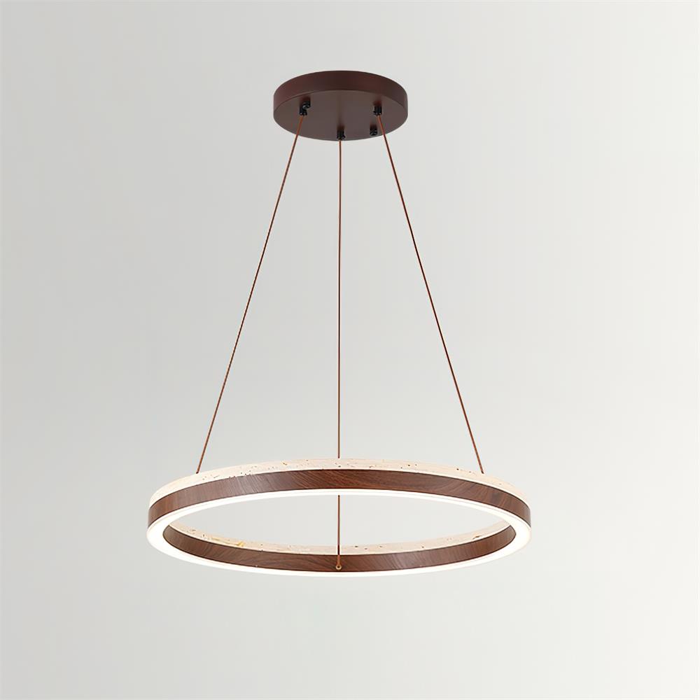 Ritta Chandelier Travertine Geometry Ring - Lamp Copper