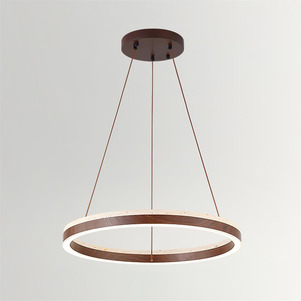 Ritta Chandelier Travertine Geometry Ring - Lamp Copper