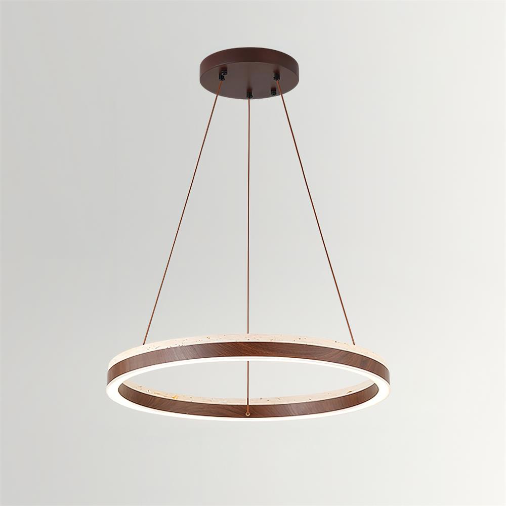Ritta Chandelier Travertine Geometry Ring - Lamp Copper