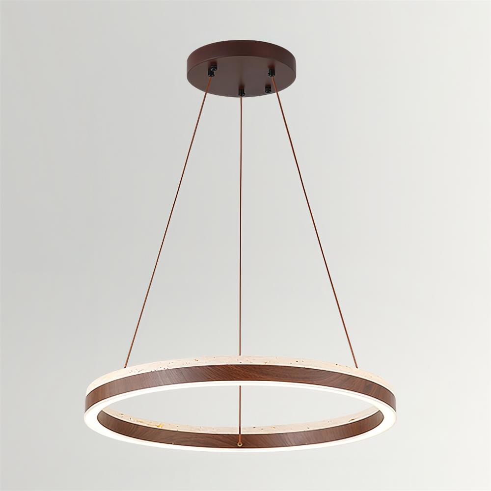 Ritta Chandelier Travertine Geometry Ring - Lamp Copper