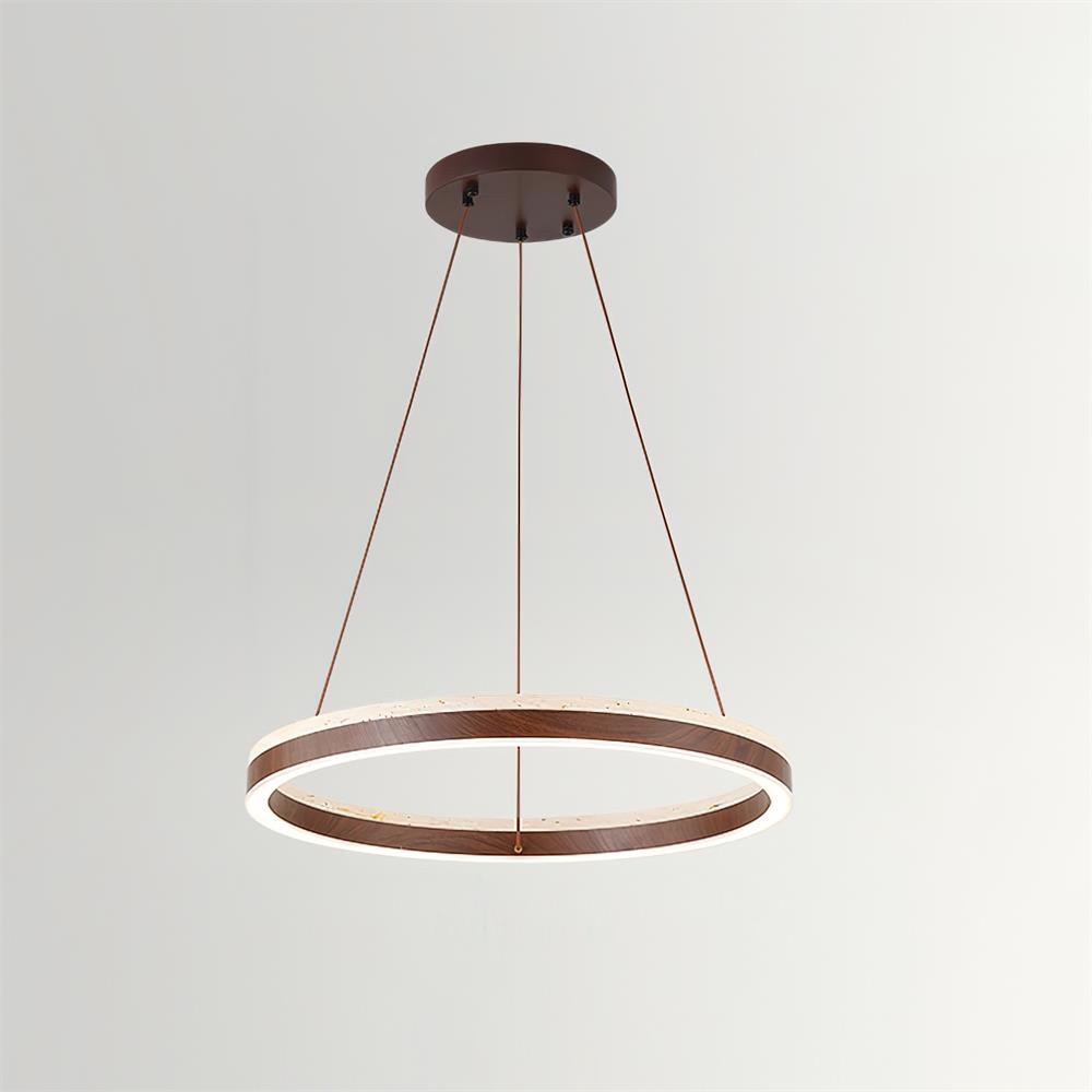 Ritta Chandelier Travertine Geometry Ring - Lamp Copper