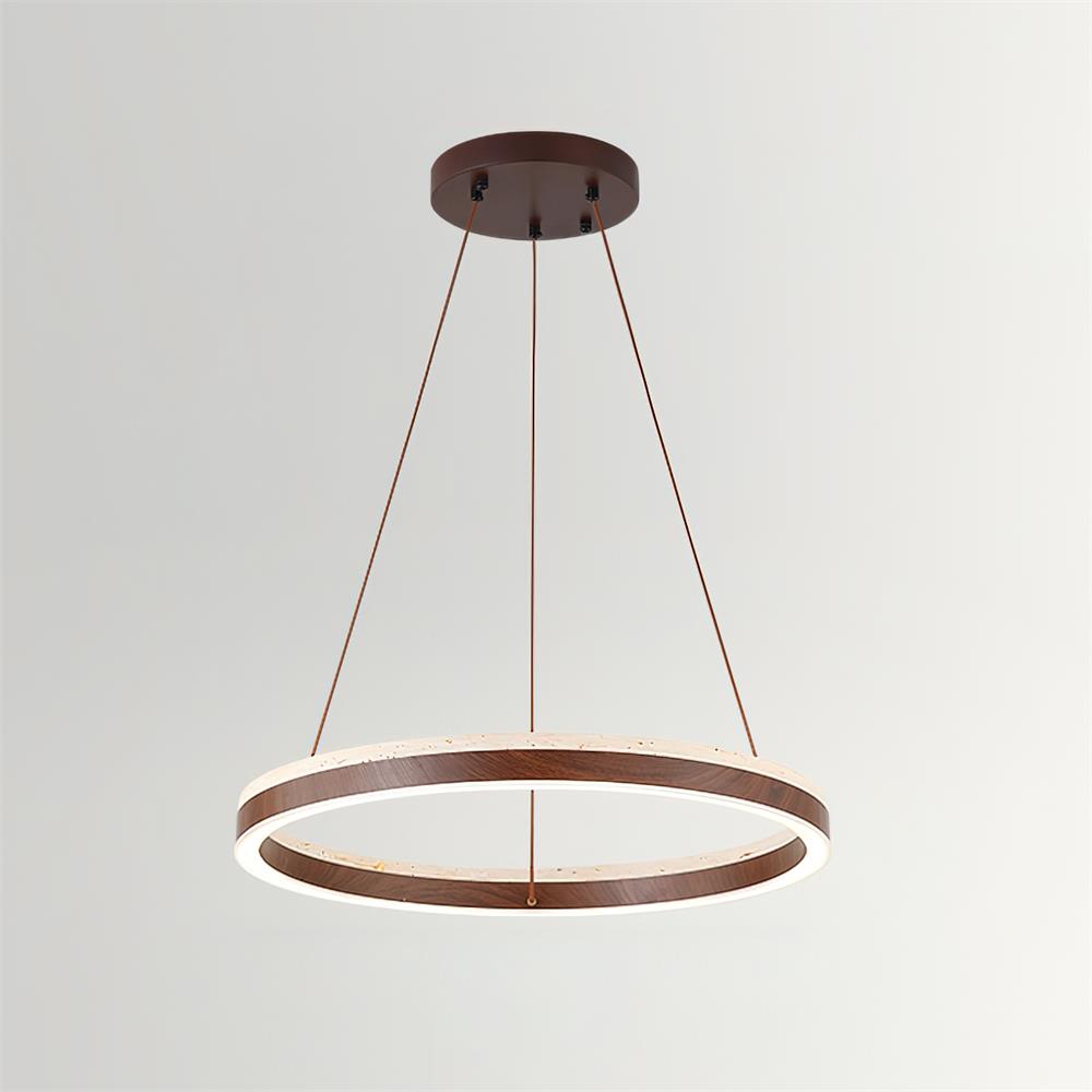 Ritta Chandelier Travertine Geometry Ring - Lamp Copper