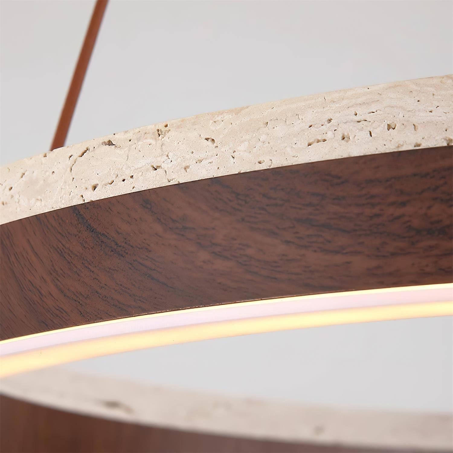 Ritta Chandelier Travertine Geometry Ring - Lamp Copper