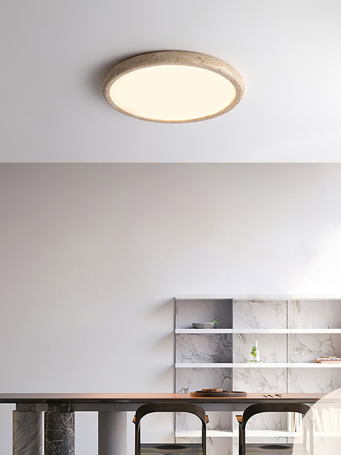Aurrina Ring Frame Travertine Ceiling Light - Lamp Copper