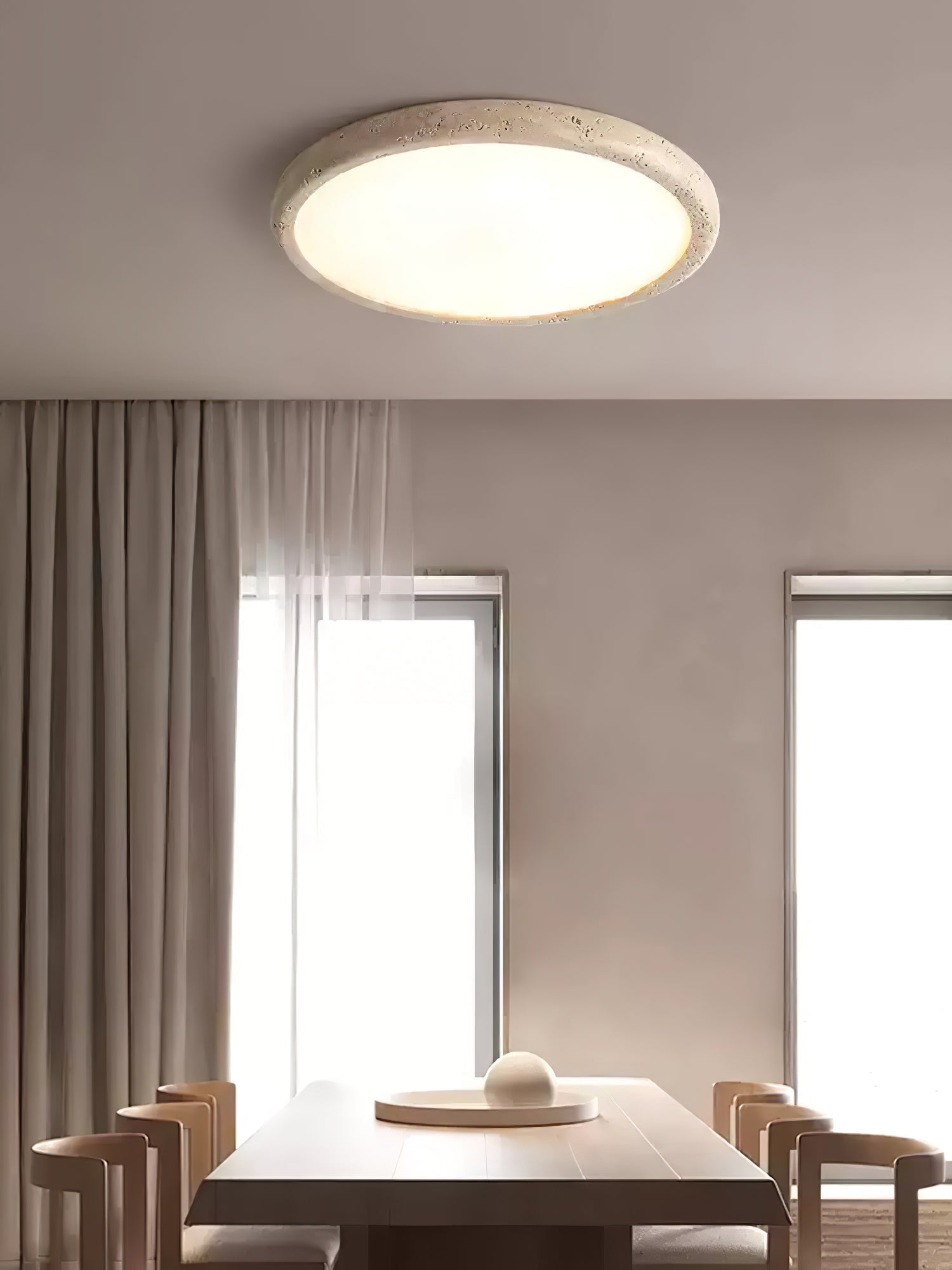Aurrina Ring Frame Travertine Ceiling Light - Lamp Copper