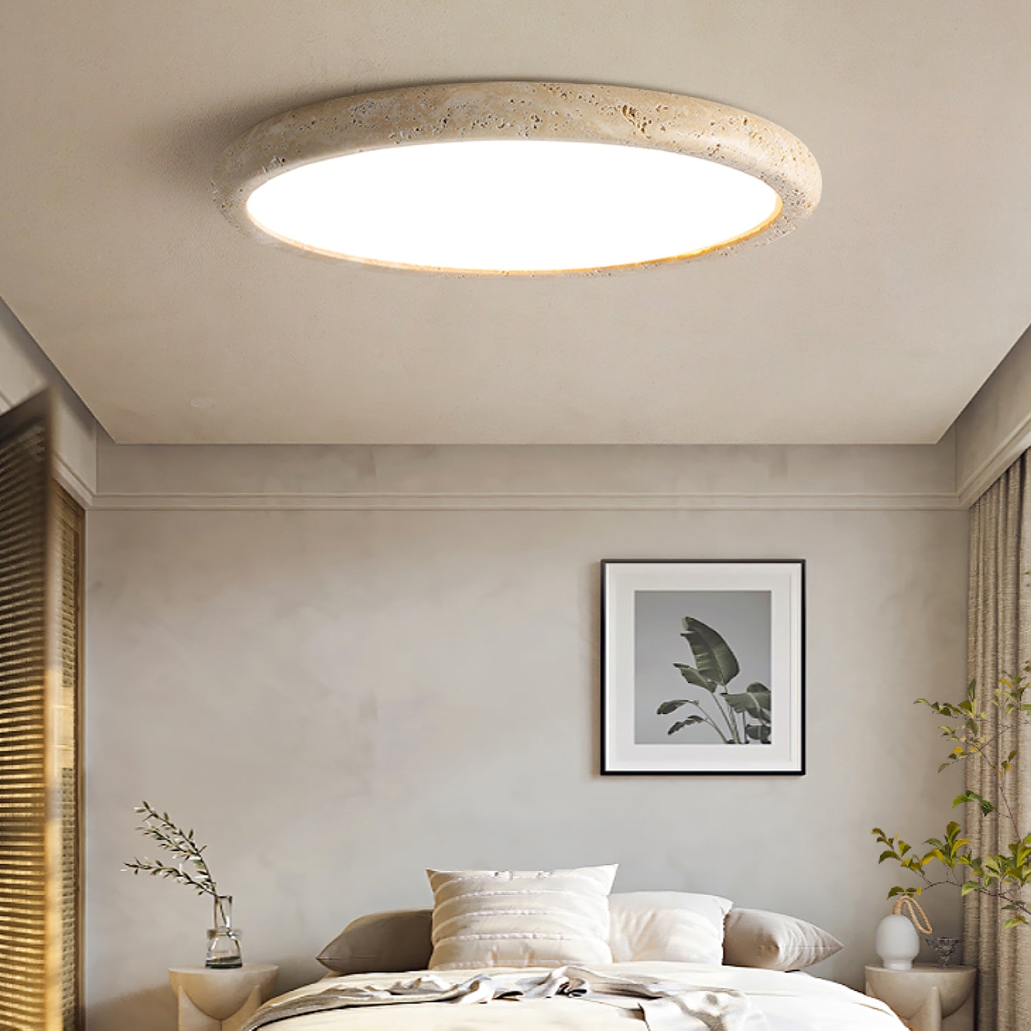 Aurrina Ring Frame Travertine Ceiling Light - Lamp Copper