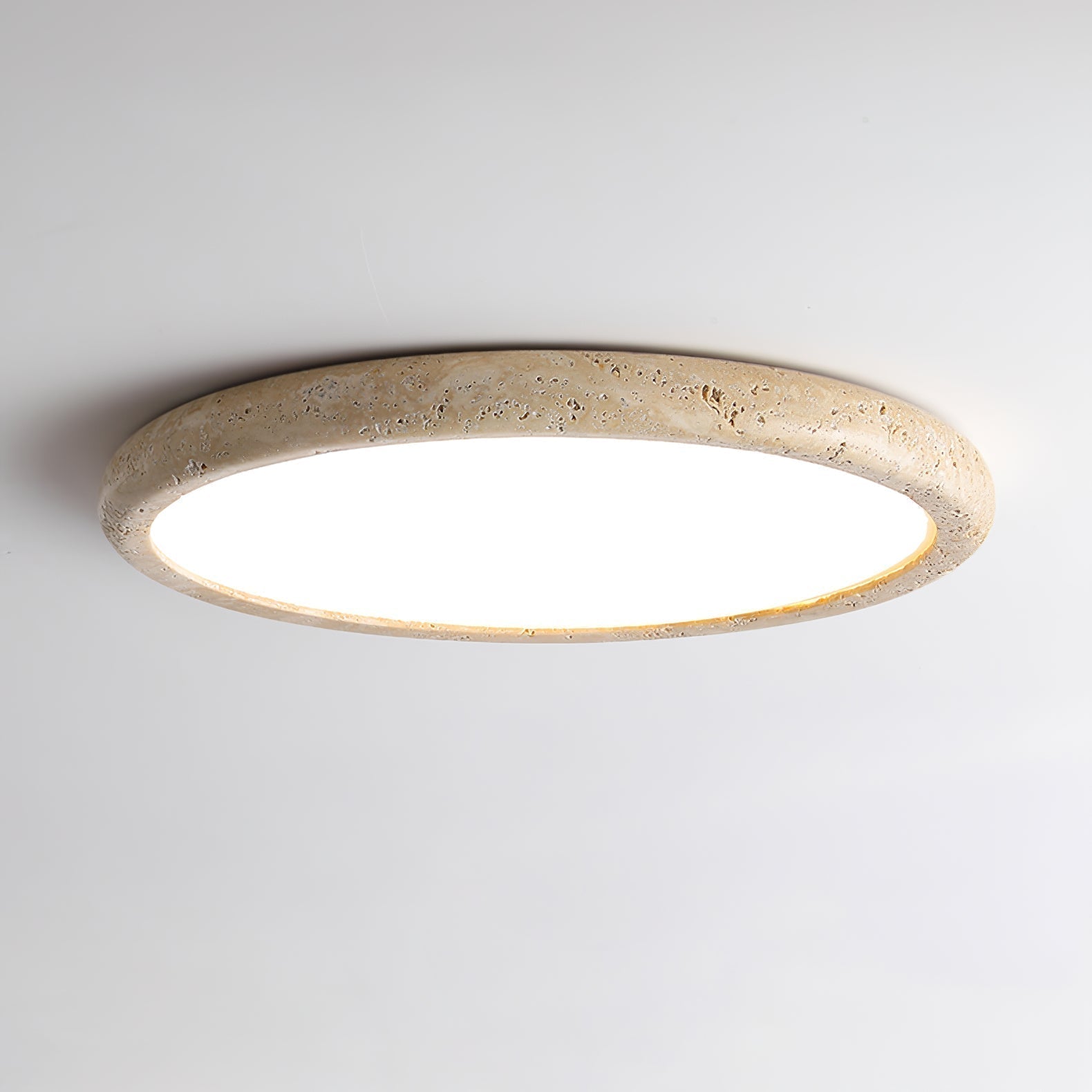 Aurrina Ring Frame Travertine Ceiling Light - Lamp Copper