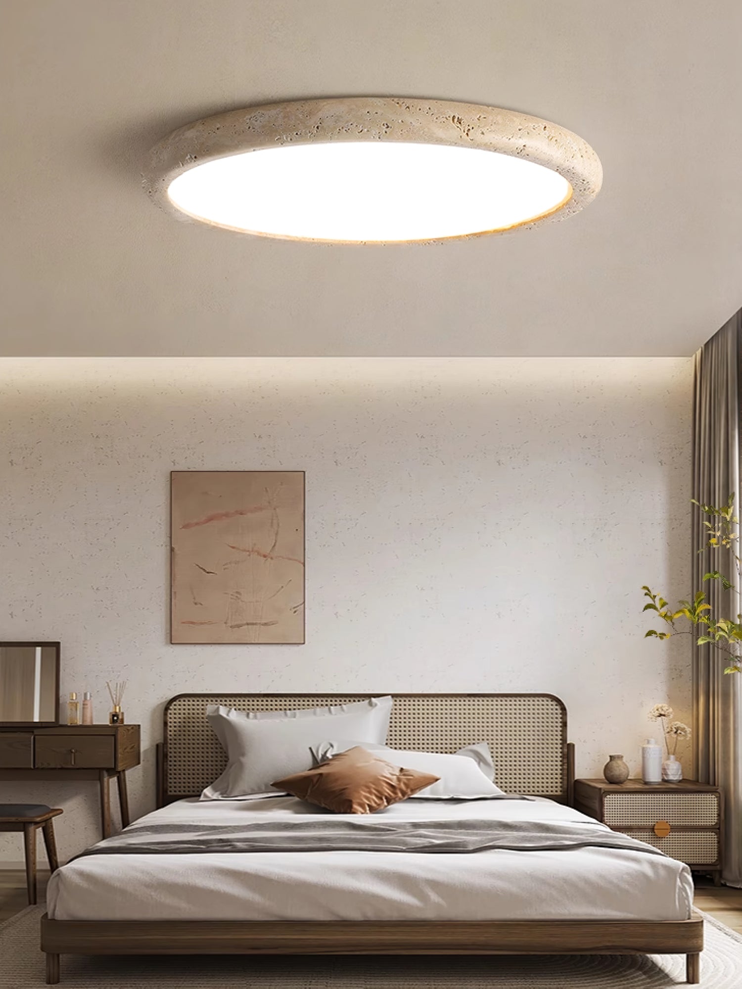 Aurrina Ring Frame Travertine Ceiling Light - Lamp Copper