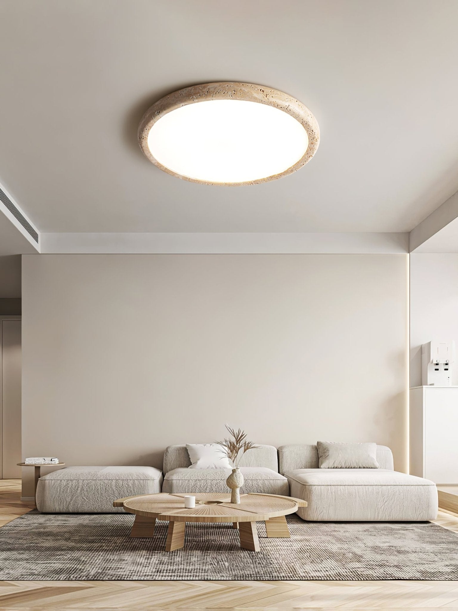 Aurrina Ring Frame Travertine Ceiling Light - Lamp Copper
