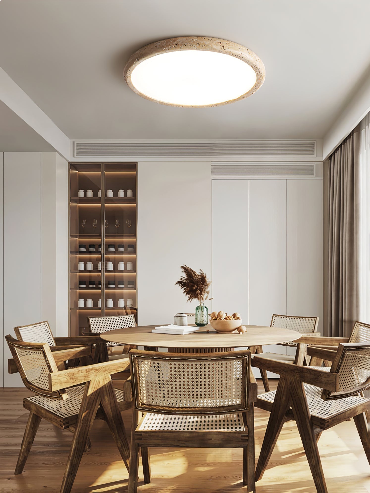 Aurrina Ring Frame Travertine Ceiling Light - Lamp Copper