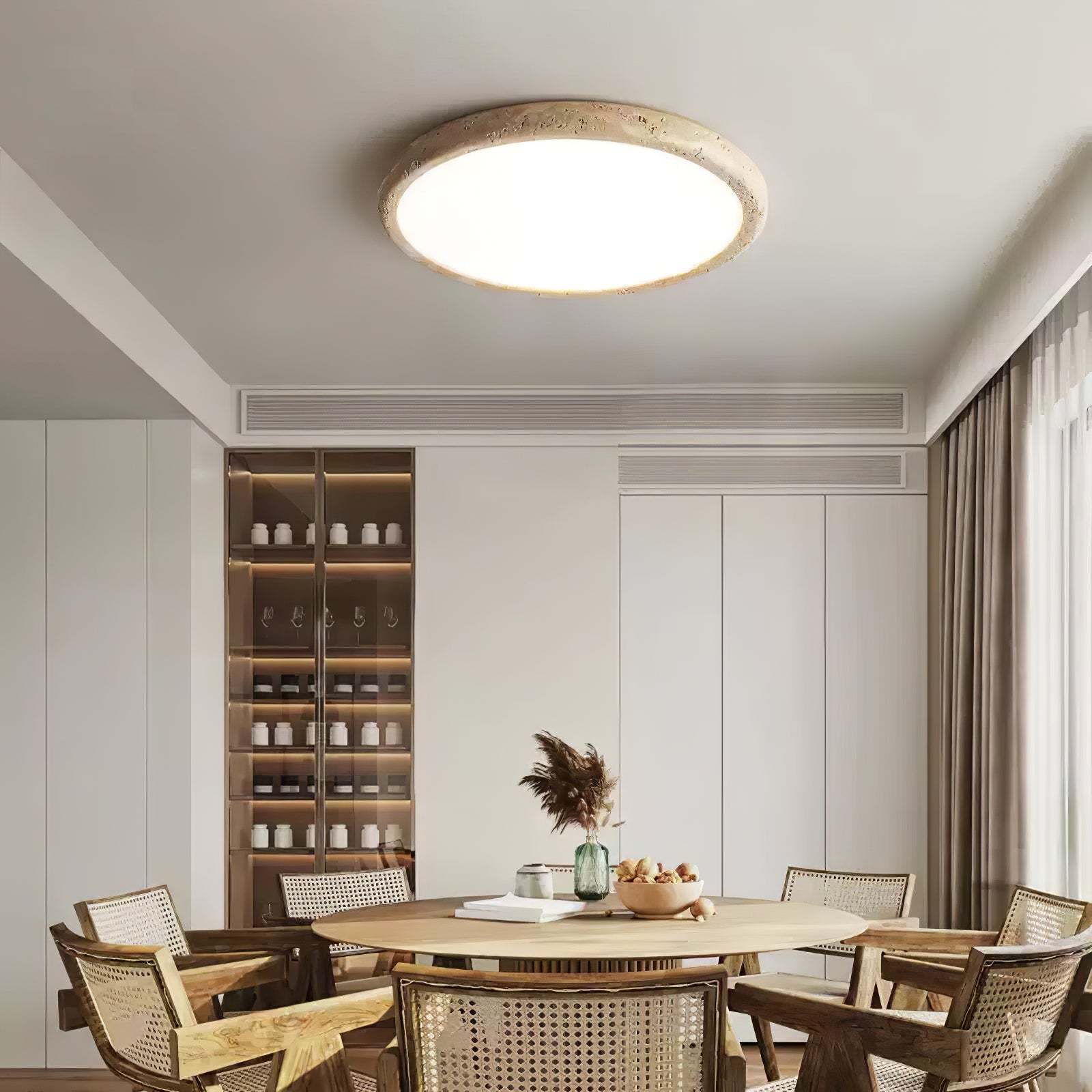 Aurrina Ring Frame Travertine Ceiling Light - Lamp Copper