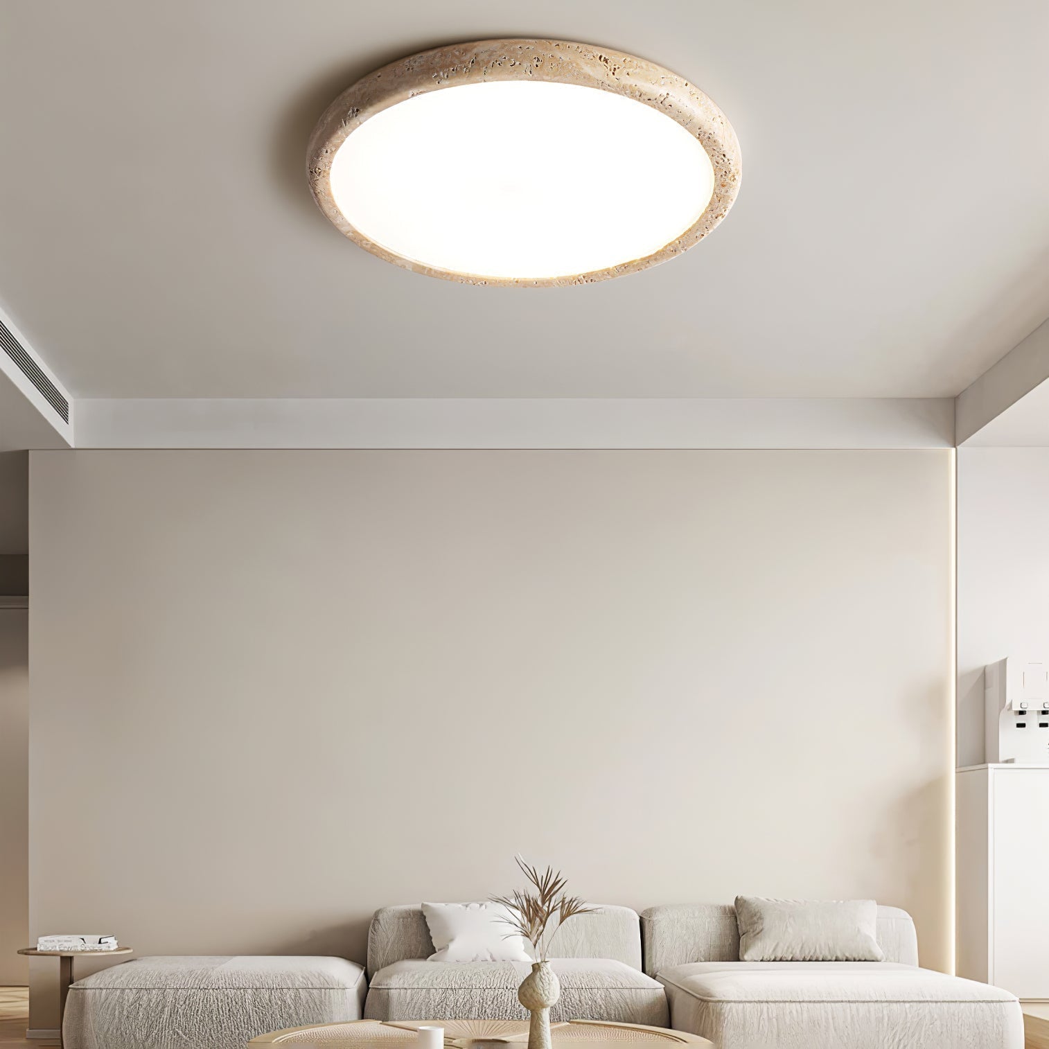 Aurrina Ring Frame Travertine Ceiling Light - Lamp Copper