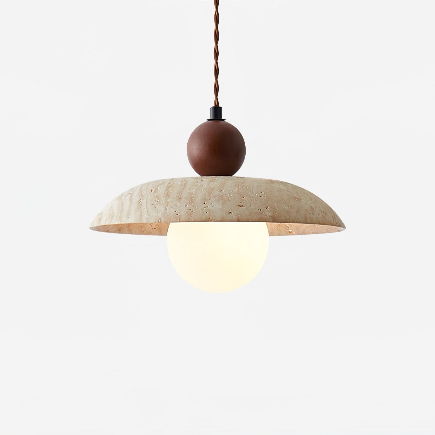 Soleil Travertine Pendant Light - Lamp Copper