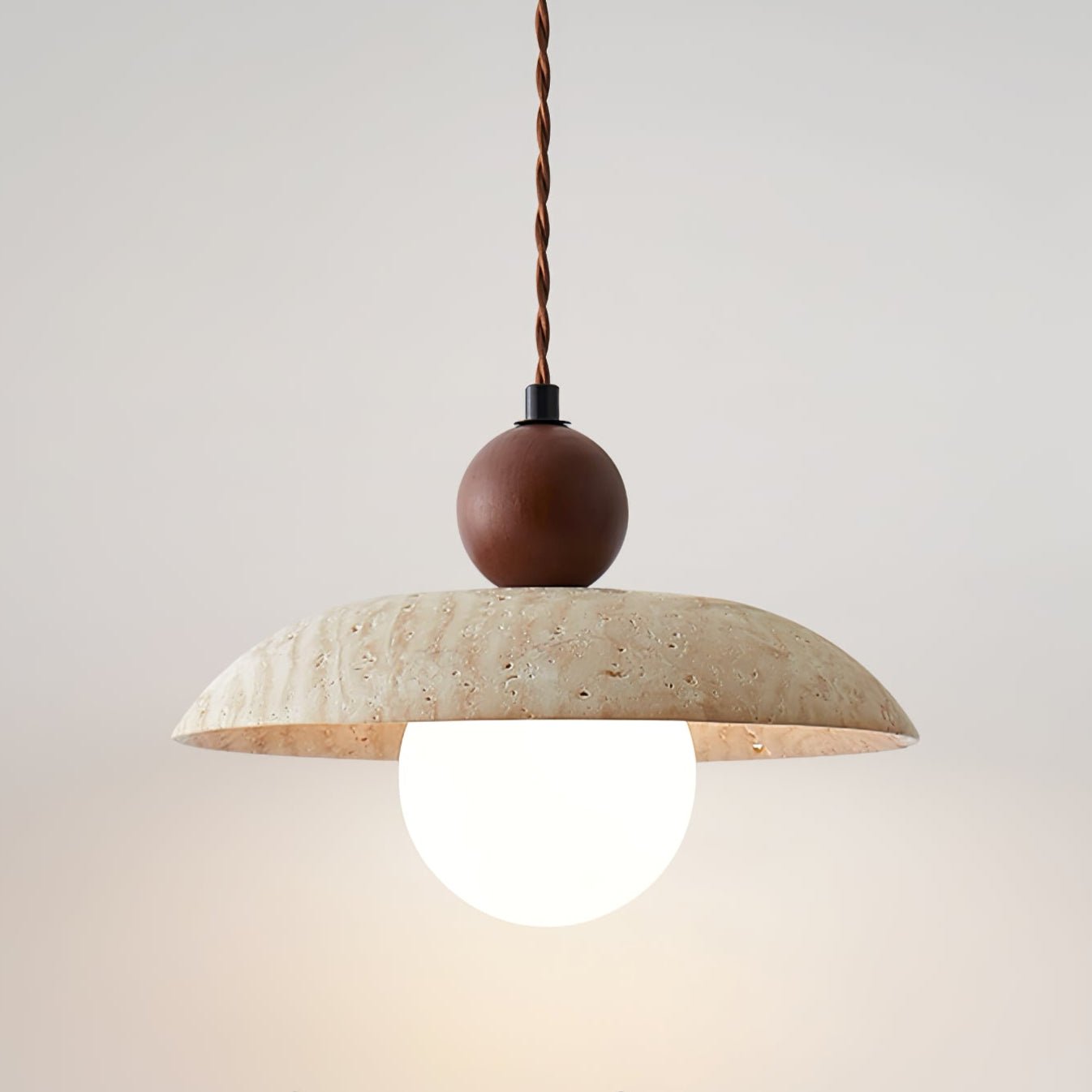 Soleil Travertine Pendant Light - Lamp Copper