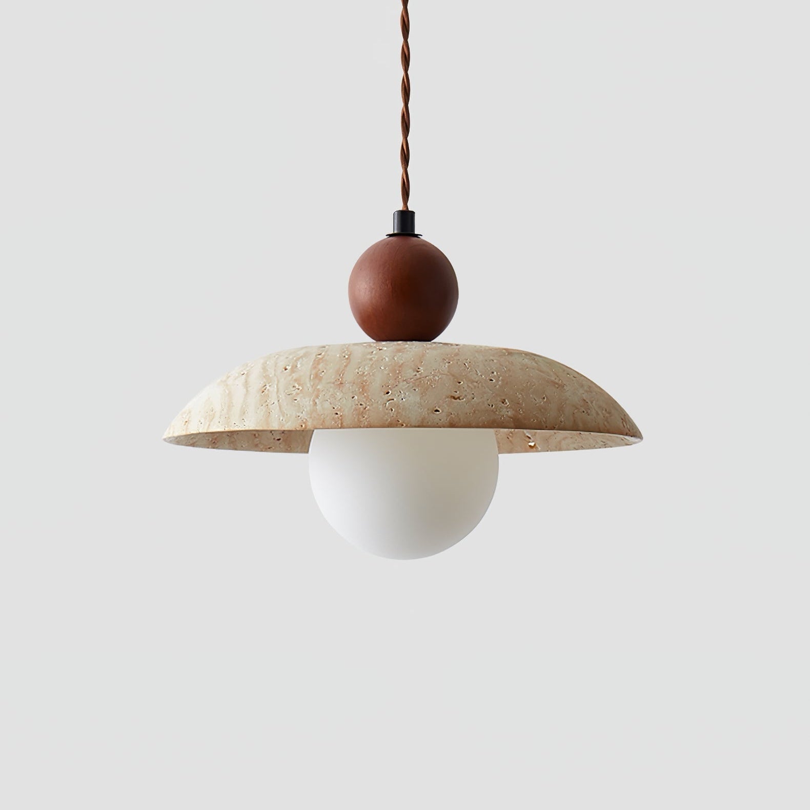 Soleil Travertine Pendant Light - Lamp Copper