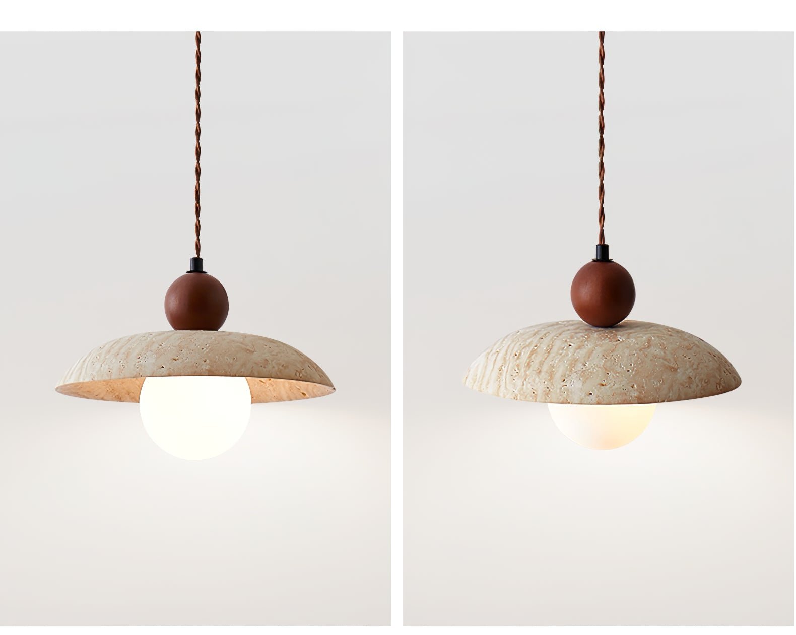 Soleil Travertine Pendant Light - Lamp Copper