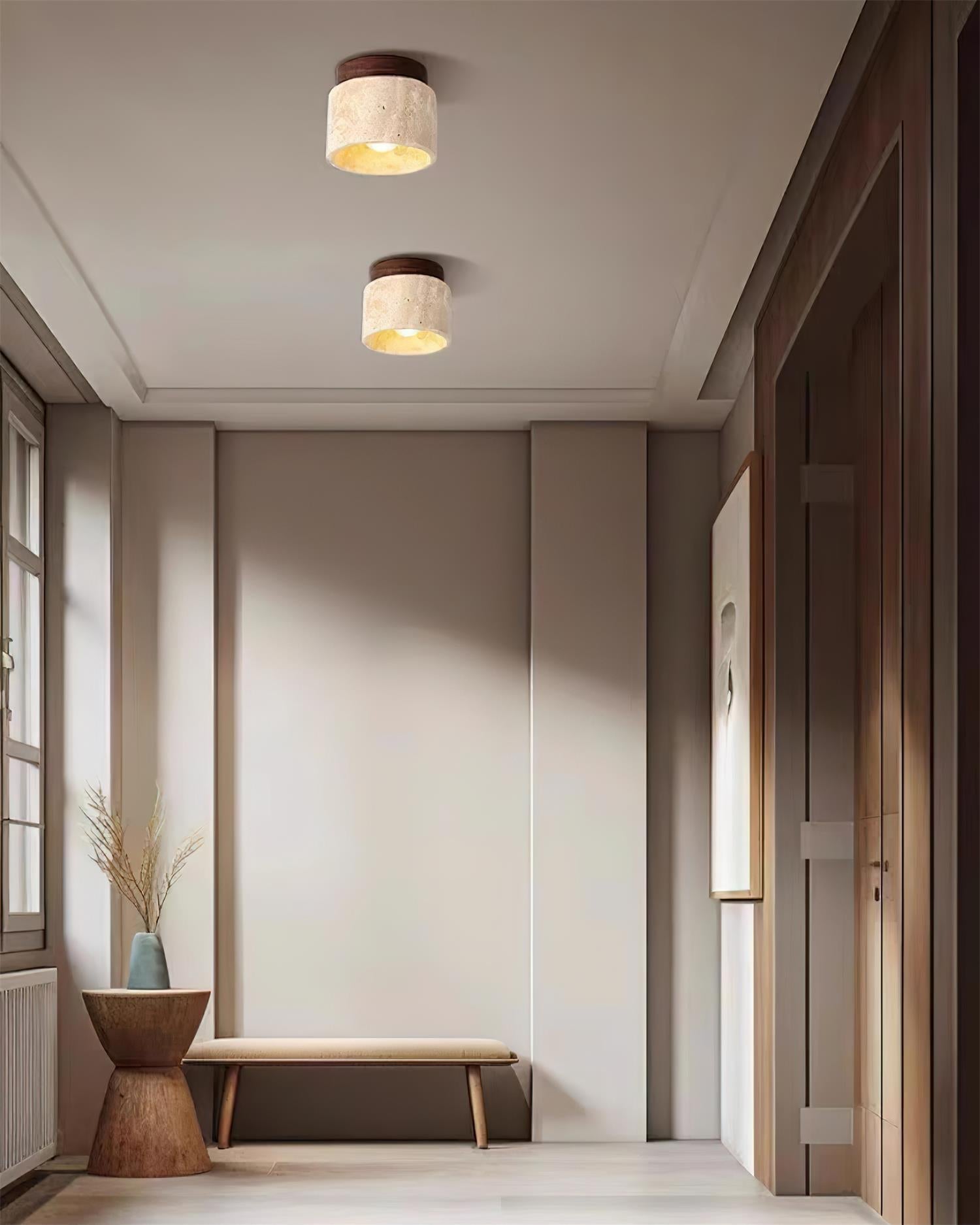 Ritta Stone Travertine Ceiling Light - Lamp Copper