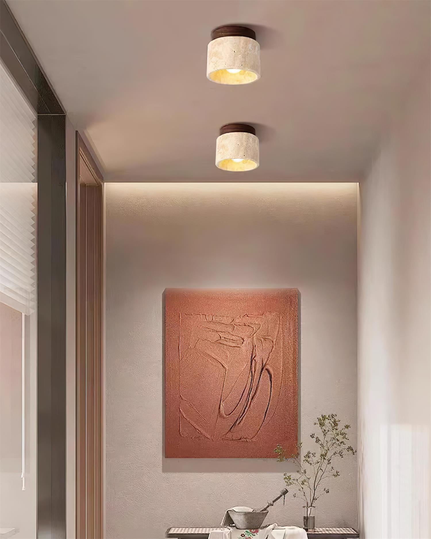 Ritta Stone Travertine Ceiling Light - Lamp Copper