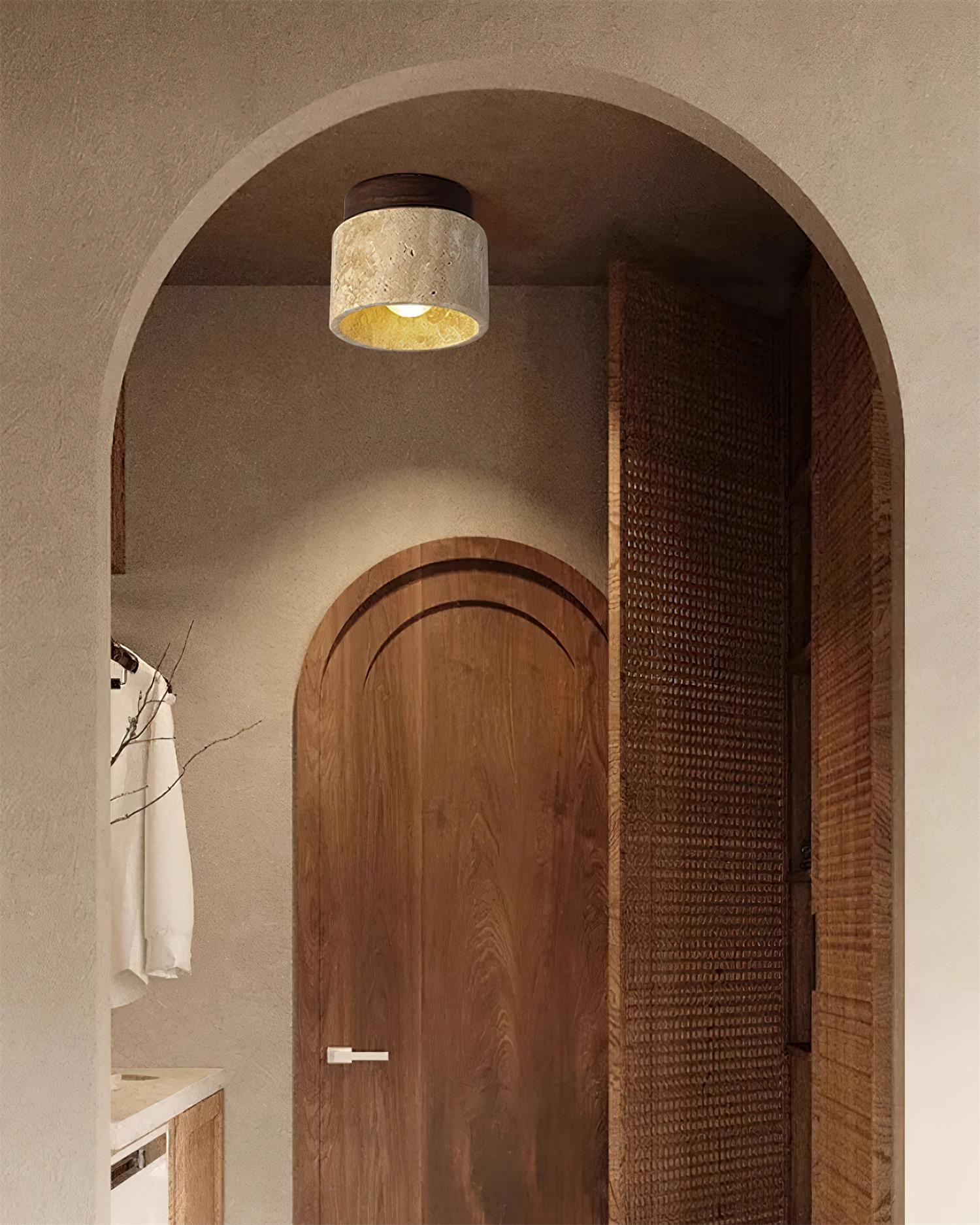 Ritta Stone Travertine Ceiling Light - Lamp Copper