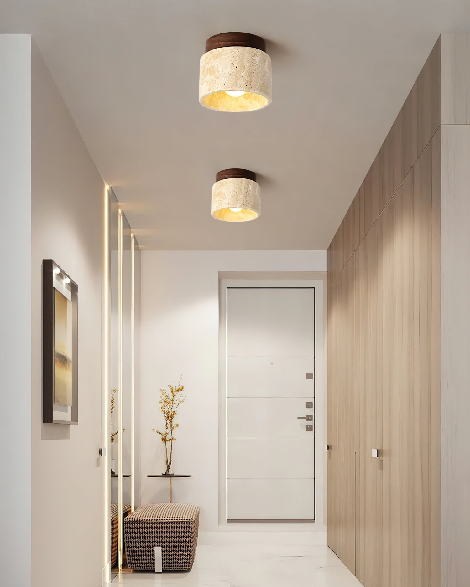 Ritta Stone Travertine Ceiling Light - Lamp Copper