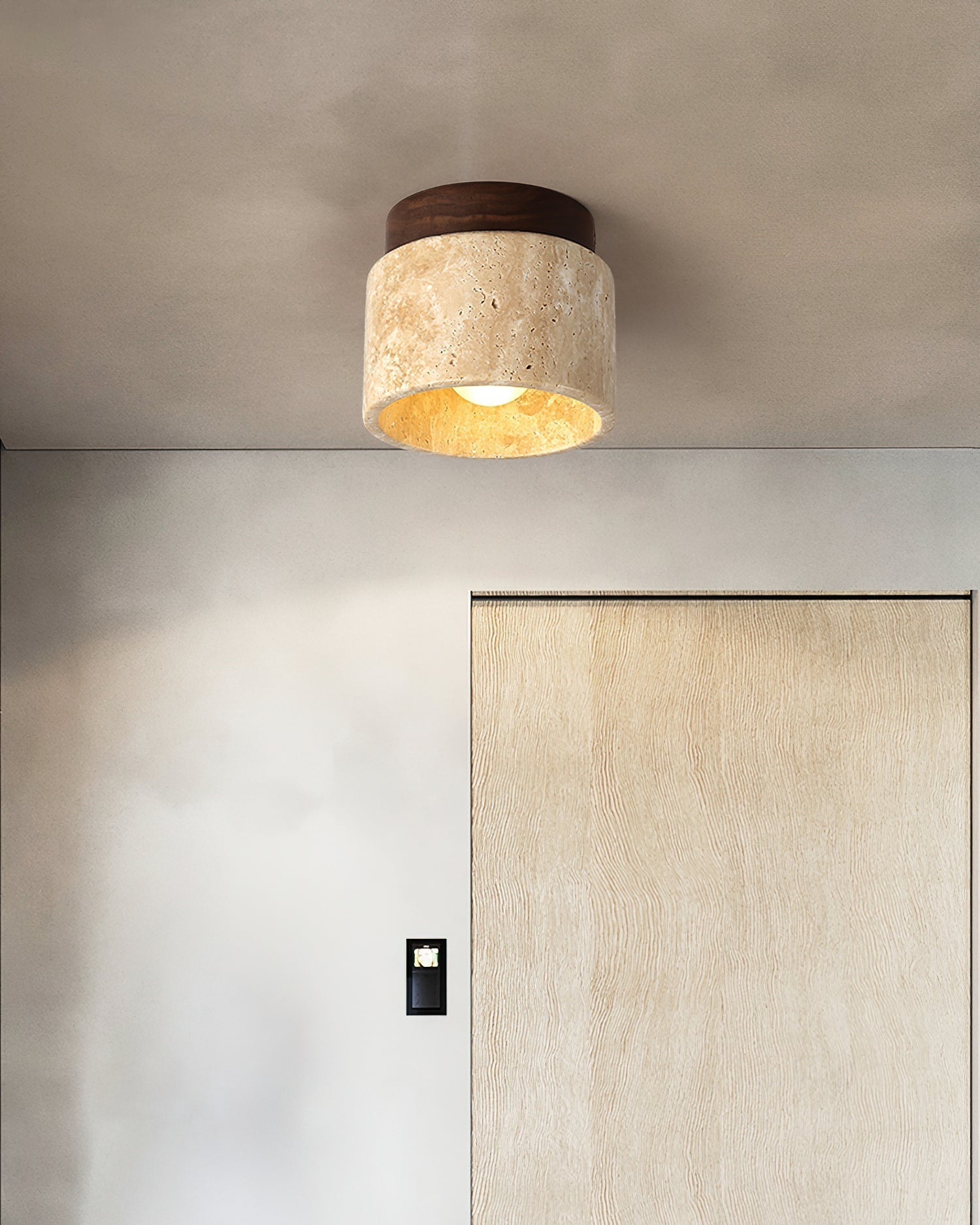 Ritta Stone Travertine Ceiling Light - Lamp Copper