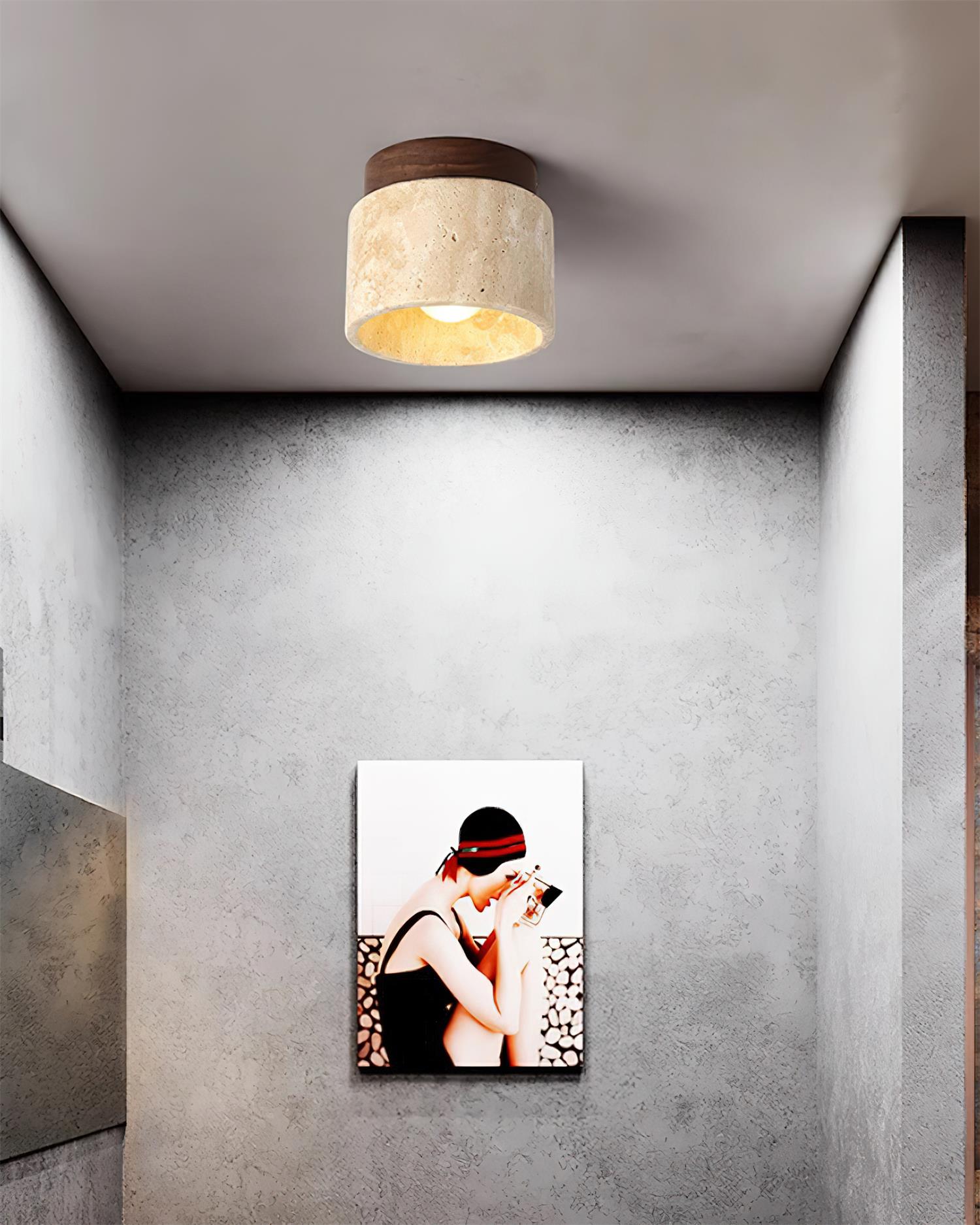 Ritta Stone Travertine Ceiling Light - Lamp Copper