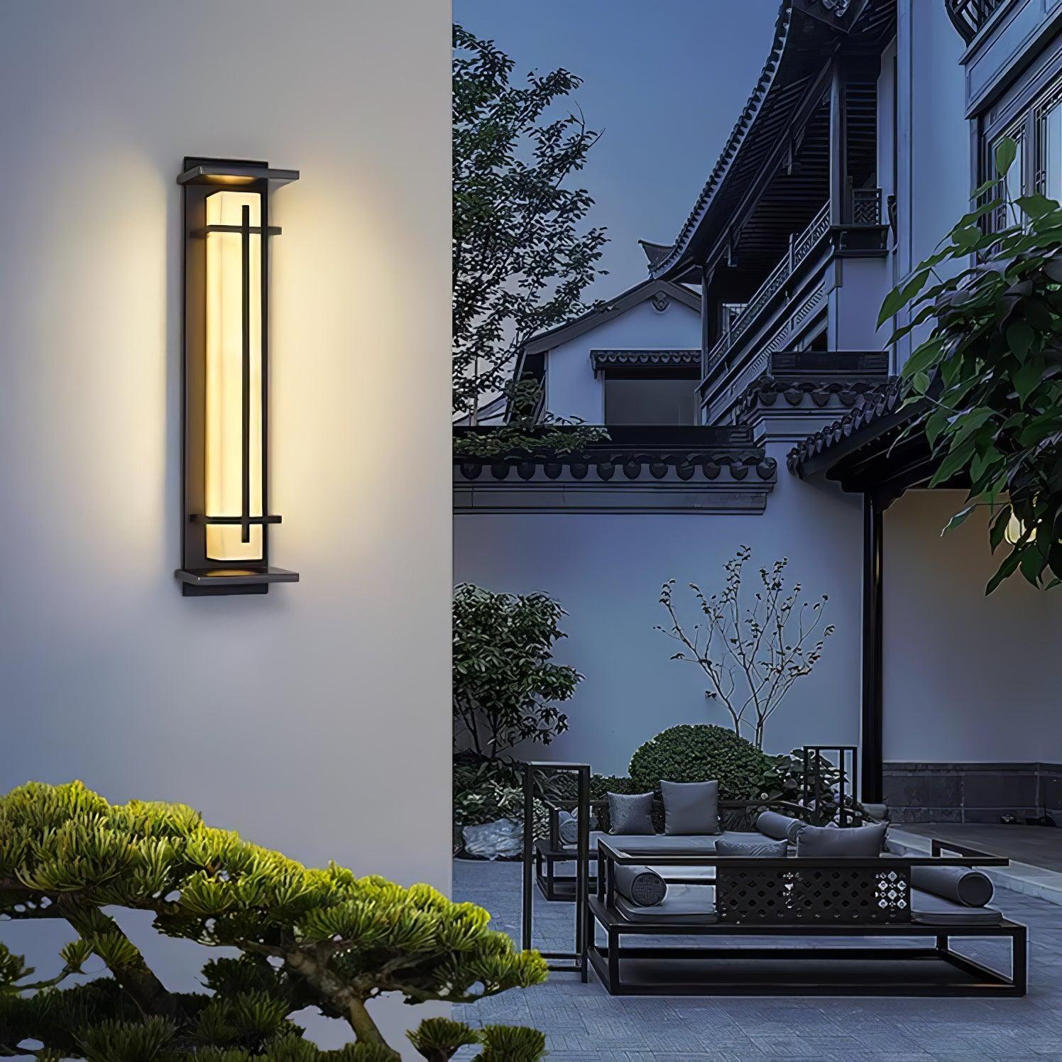 Ray Square Outdoor Wall Light Imitation Alabaster Waterproof - Lamp Copper