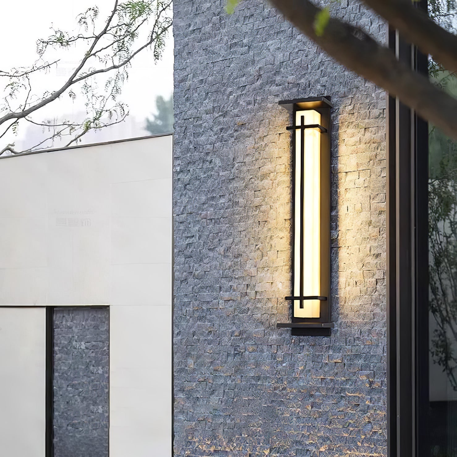 Ray Square Outdoor Wall Light Imitation Alabaster Waterproof - Lamp Copper