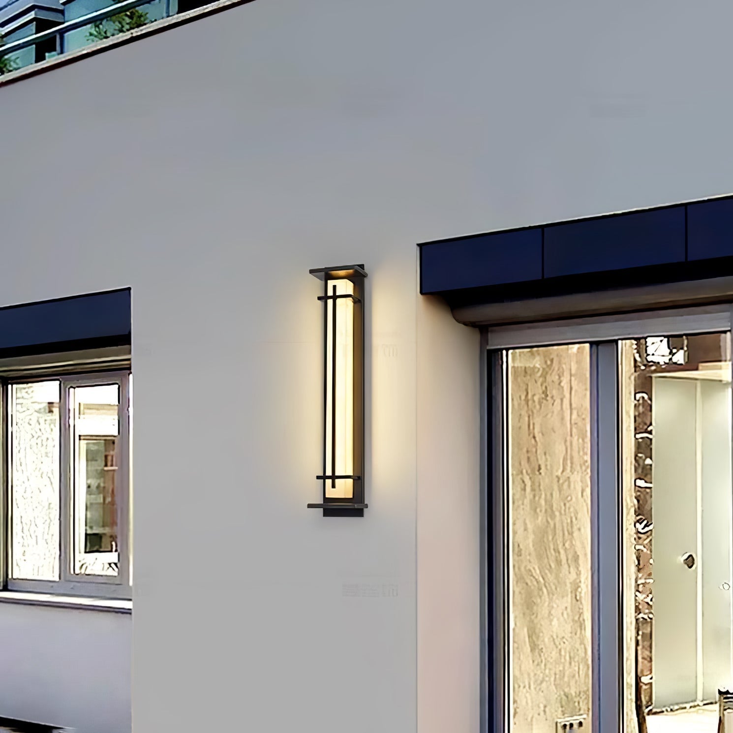 Ray Square Outdoor Wall Light Imitation Alabaster Waterproof - Lamp Copper