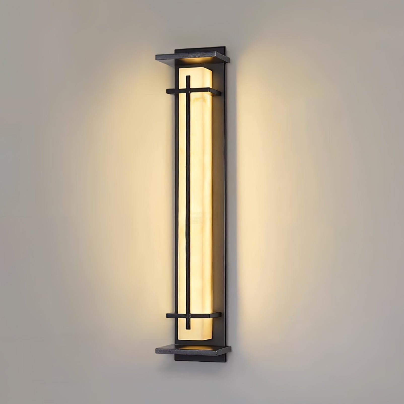 Ray Square Outdoor Wall Light Imitation Alabaster Waterproof - Lamp Copper