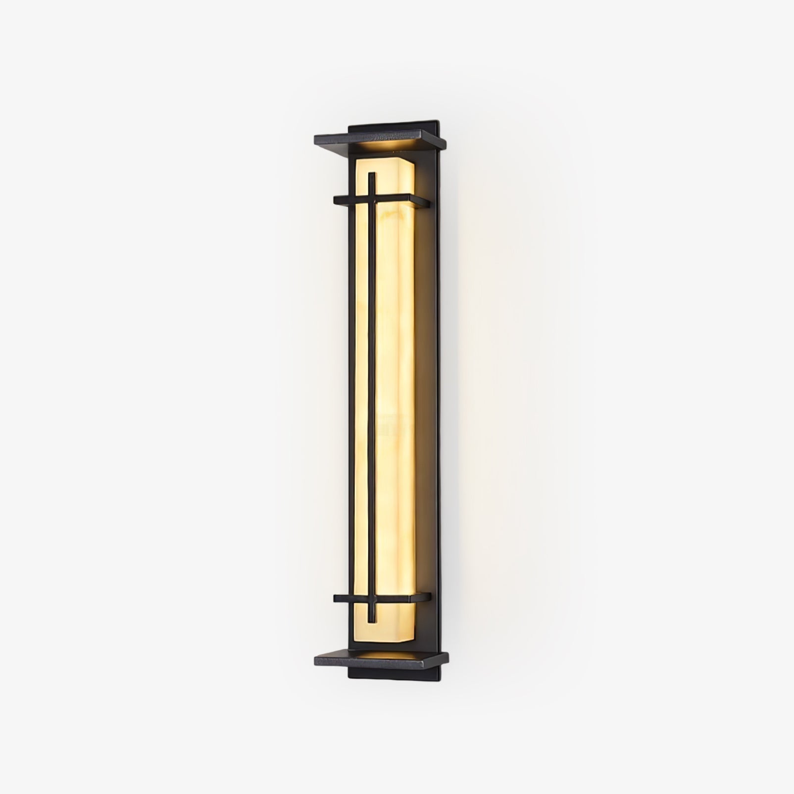 Ray Square Outdoor Wall Light Imitation Alabaster Waterproof - Lamp Copper