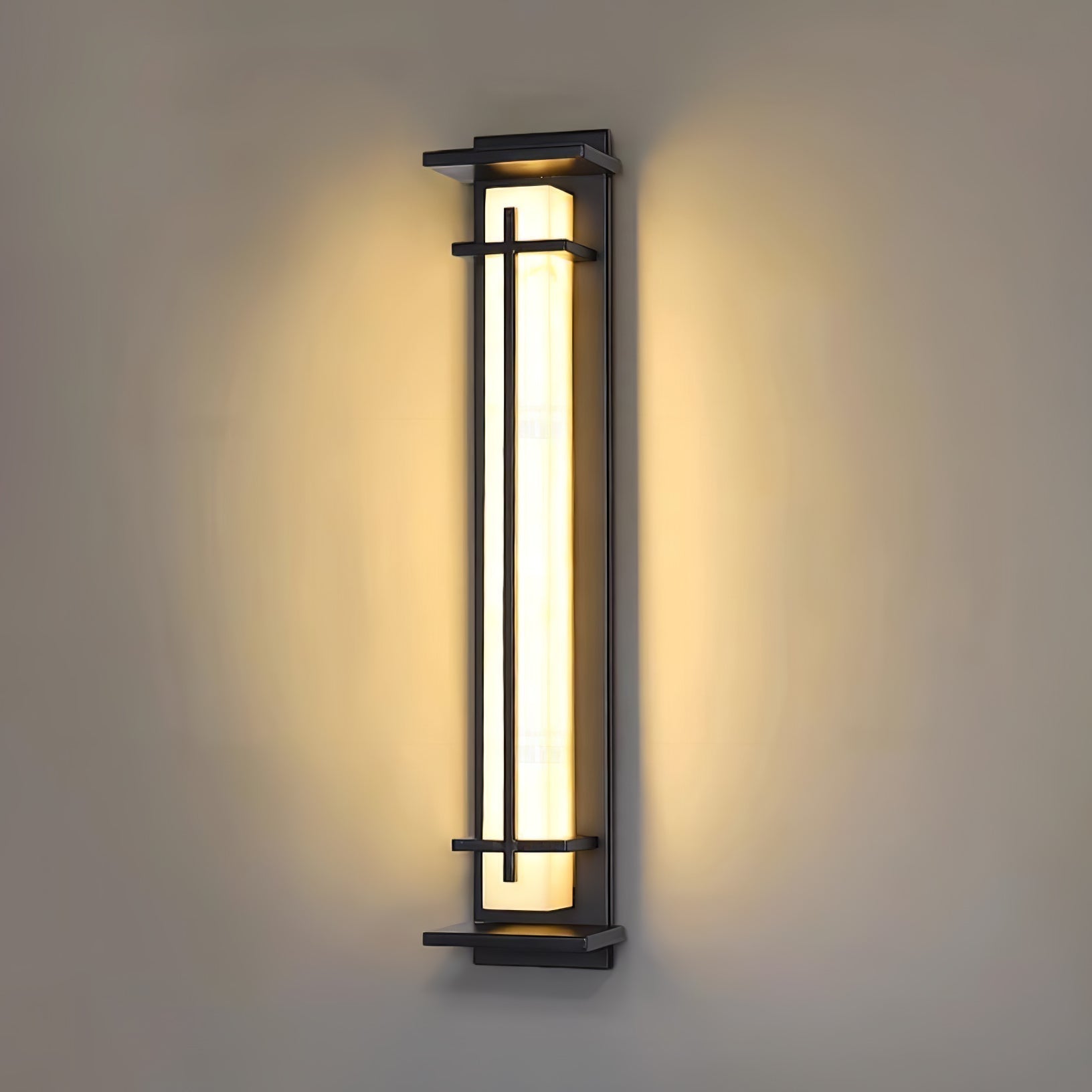 Ray Square Outdoor Wall Light Imitation Alabaster Waterproof - Lamp Copper
