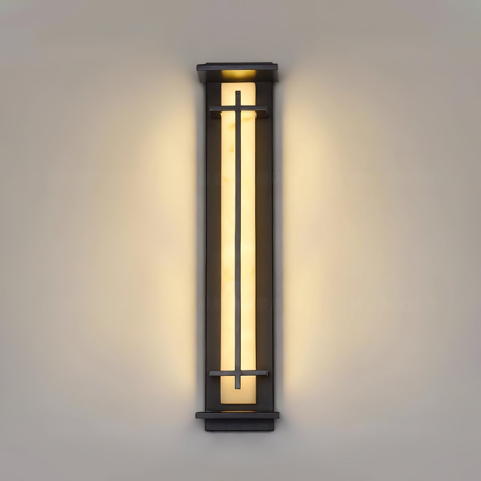 Ray Square Outdoor Wall Light Imitation Alabaster Waterproof - Lamp Copper