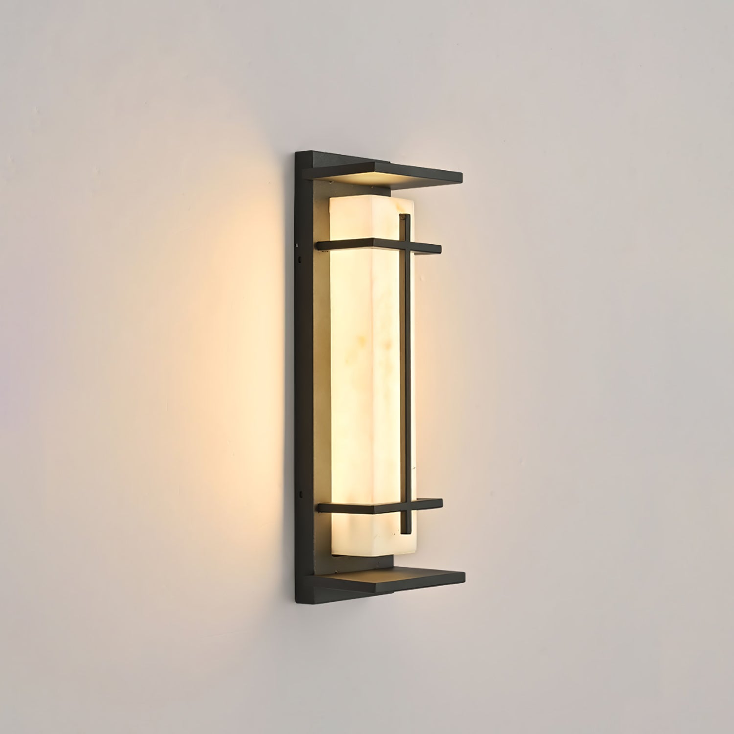 Ray Square Outdoor Wall Light Imitation Alabaster Waterproof - Lamp Copper