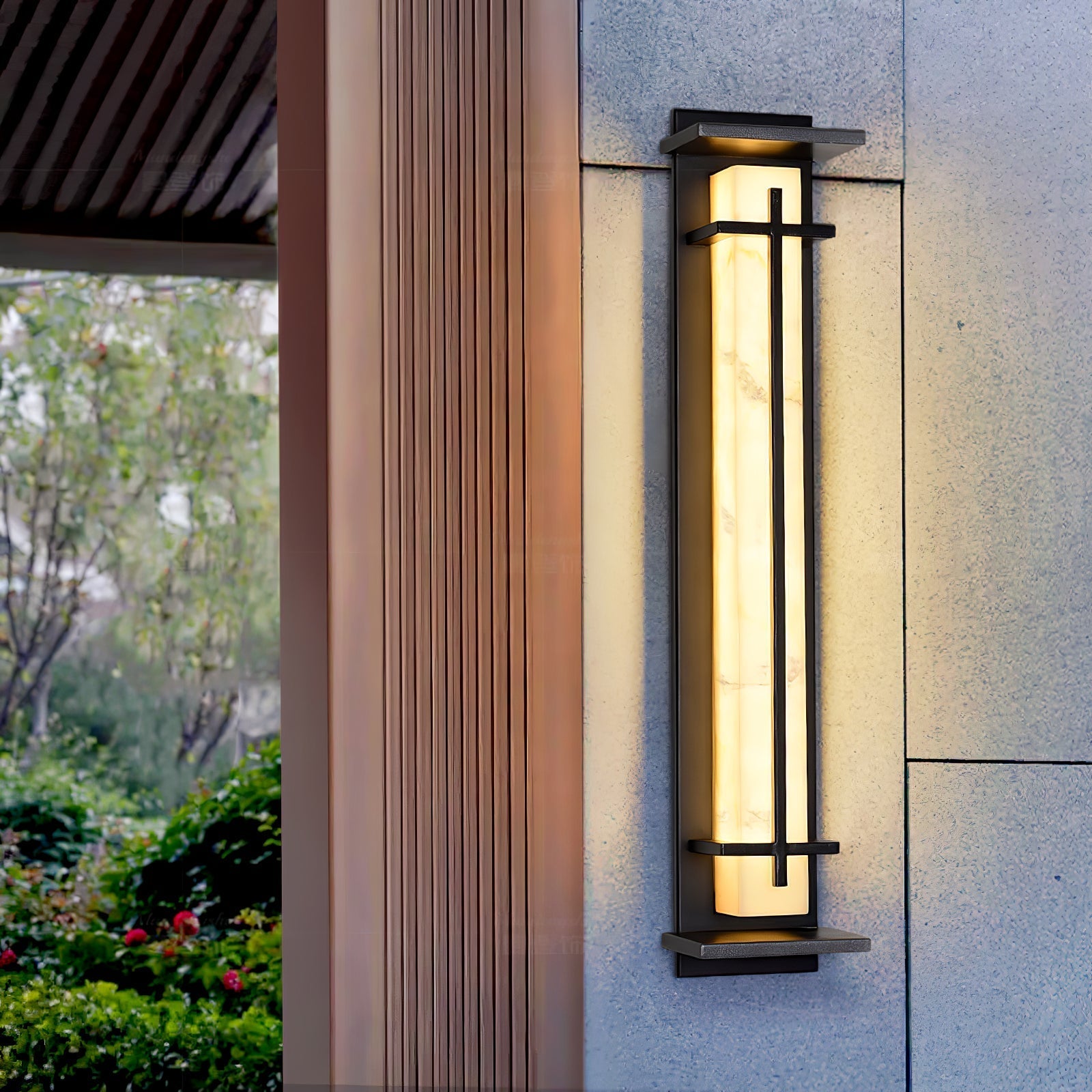 Ray Square Outdoor Wall Light Imitation Alabaster Waterproof - Lamp Copper