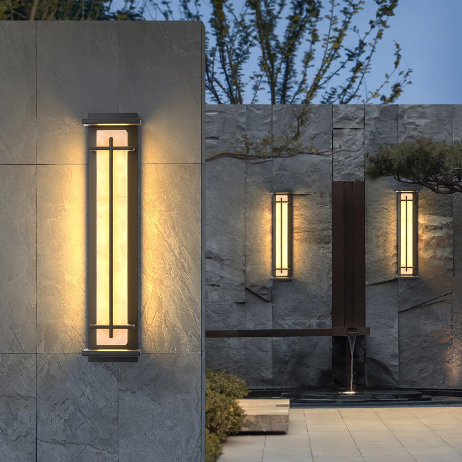 Ray Square Outdoor Wall Light Imitation Alabaster Waterproof - Lamp Copper