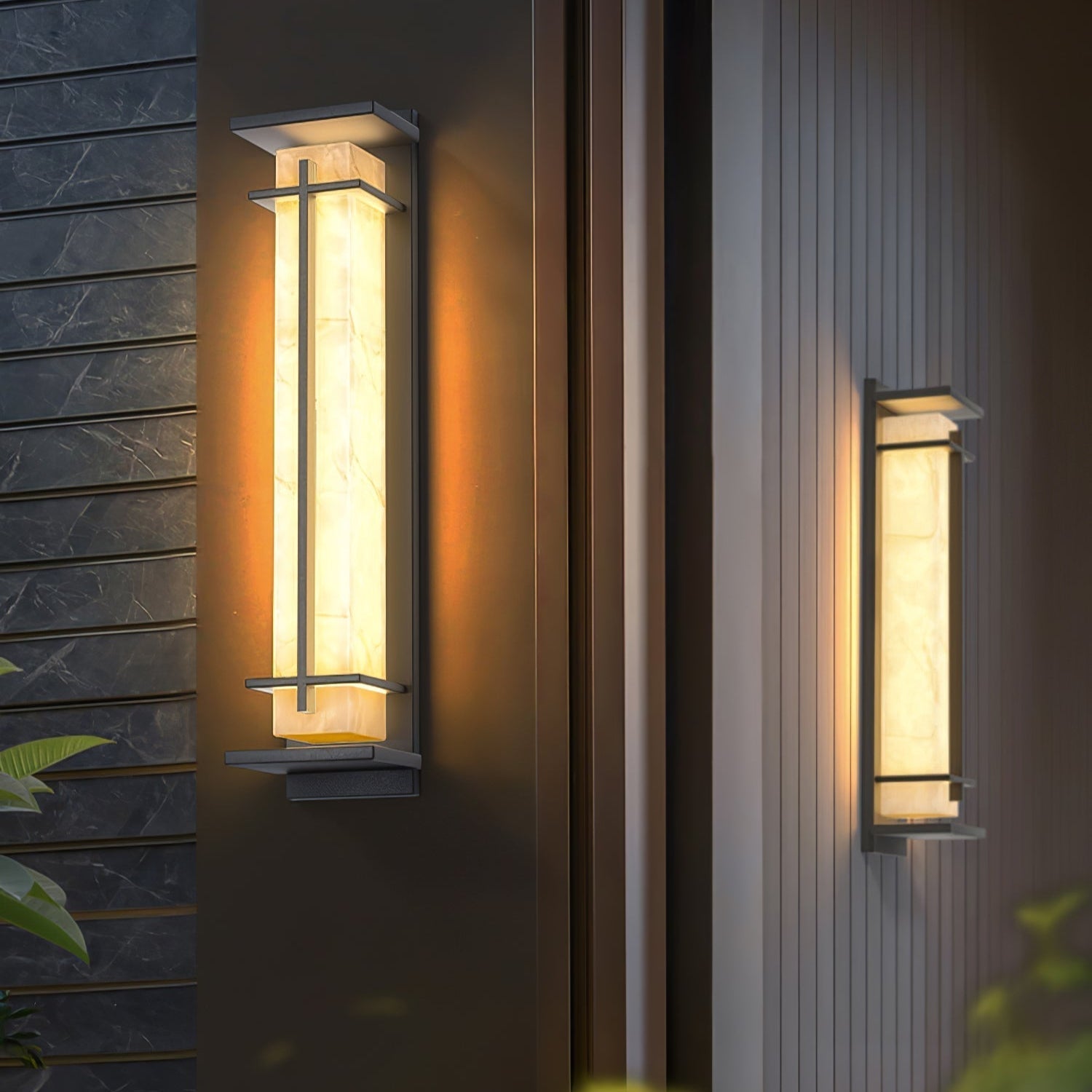 Ray Square Outdoor Wall Light Imitation Alabaster Waterproof - Lamp Copper