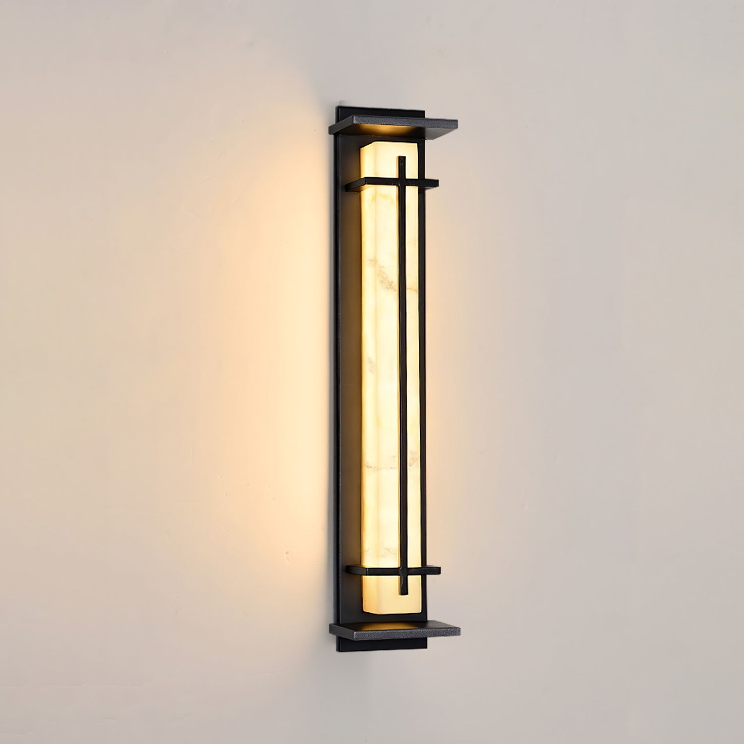 Ray Square Outdoor Wall Light Imitation Alabaster Waterproof - Lamp Copper