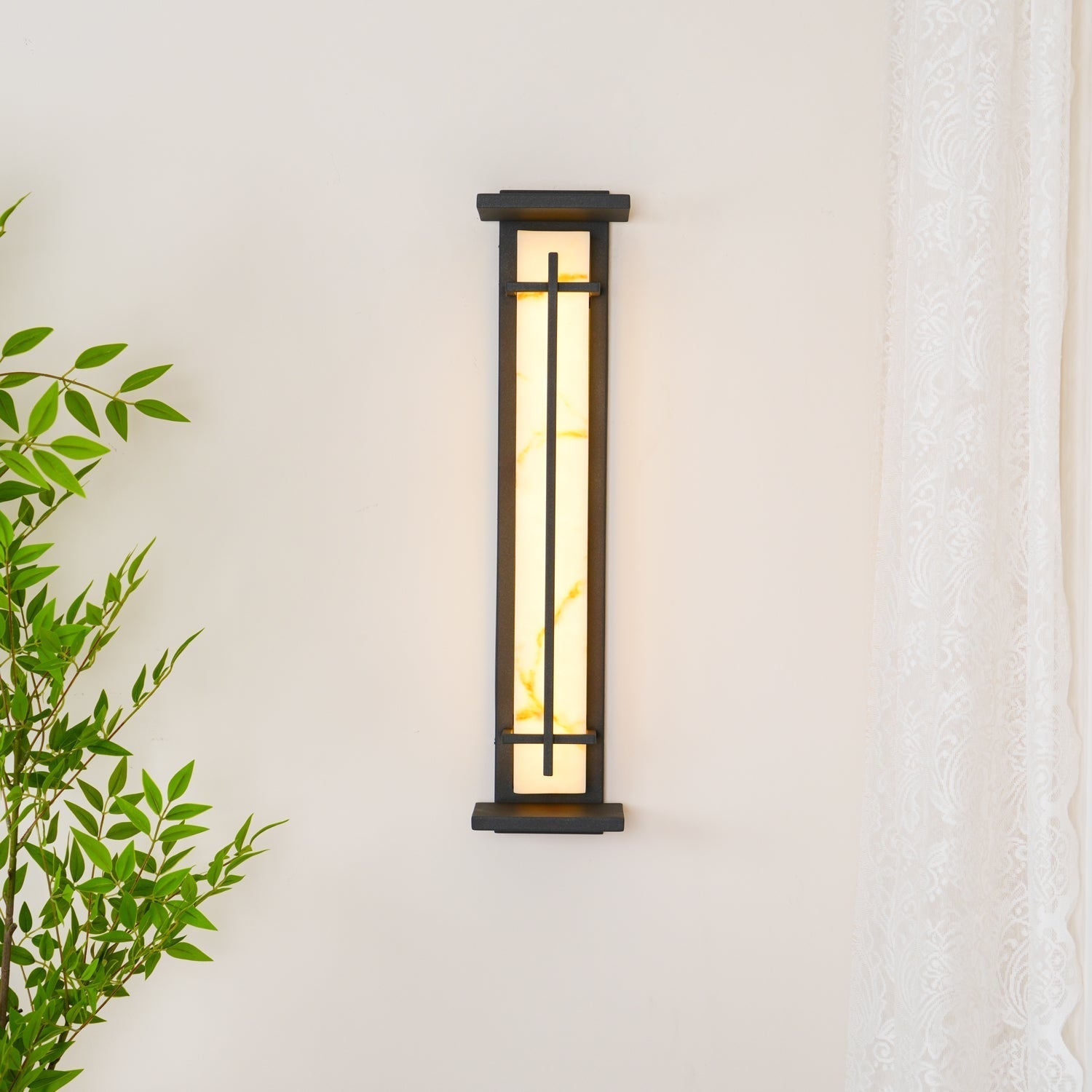 Ray Square Outdoor Wall Light Imitation Alabaster Waterproof - Lamp Copper