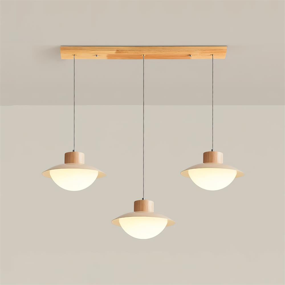 Milk Pendant Light Natural Wood - Lamp Copper