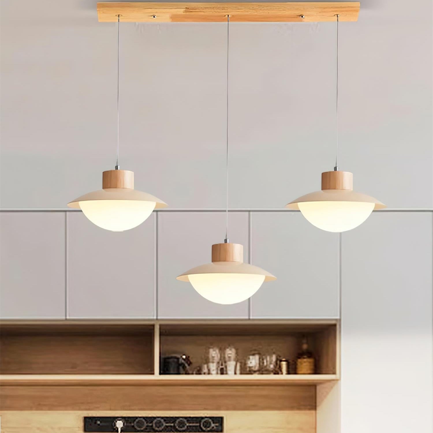 Milk Pendant Light Natural Wood - Lamp Copper
