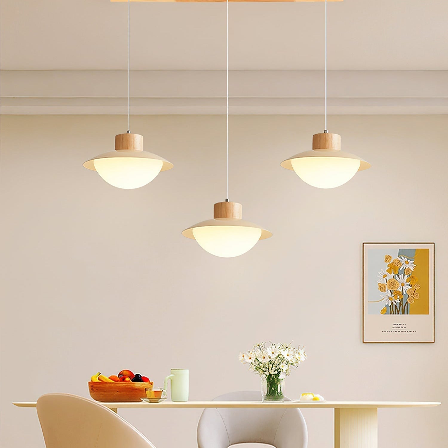 Milk Pendant Light Natural Wood - Lamp Copper