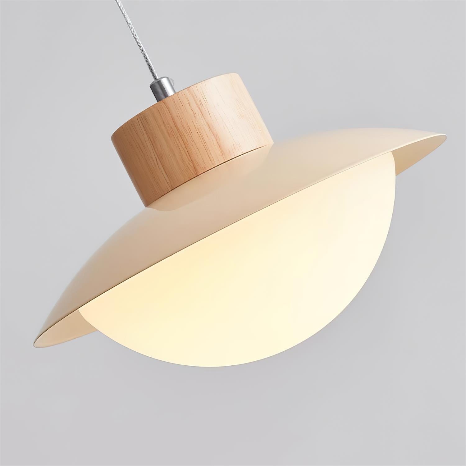 Pendant Lamp Metal and Wood PE Shade Dome Shape Minimalist - Lamp Copper
