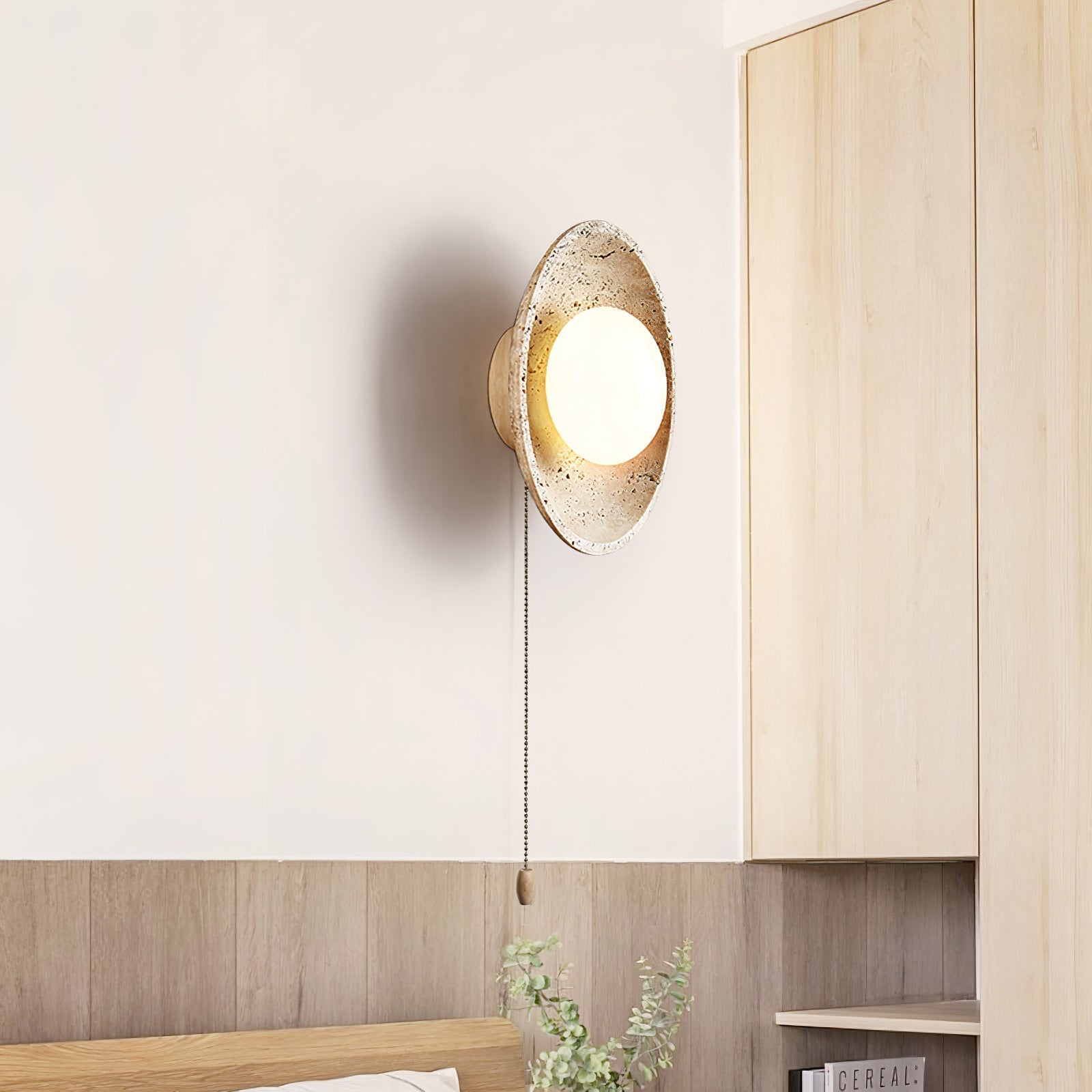 Vephair Bowl-Frame Travertine Wall Light - Lamp Copper