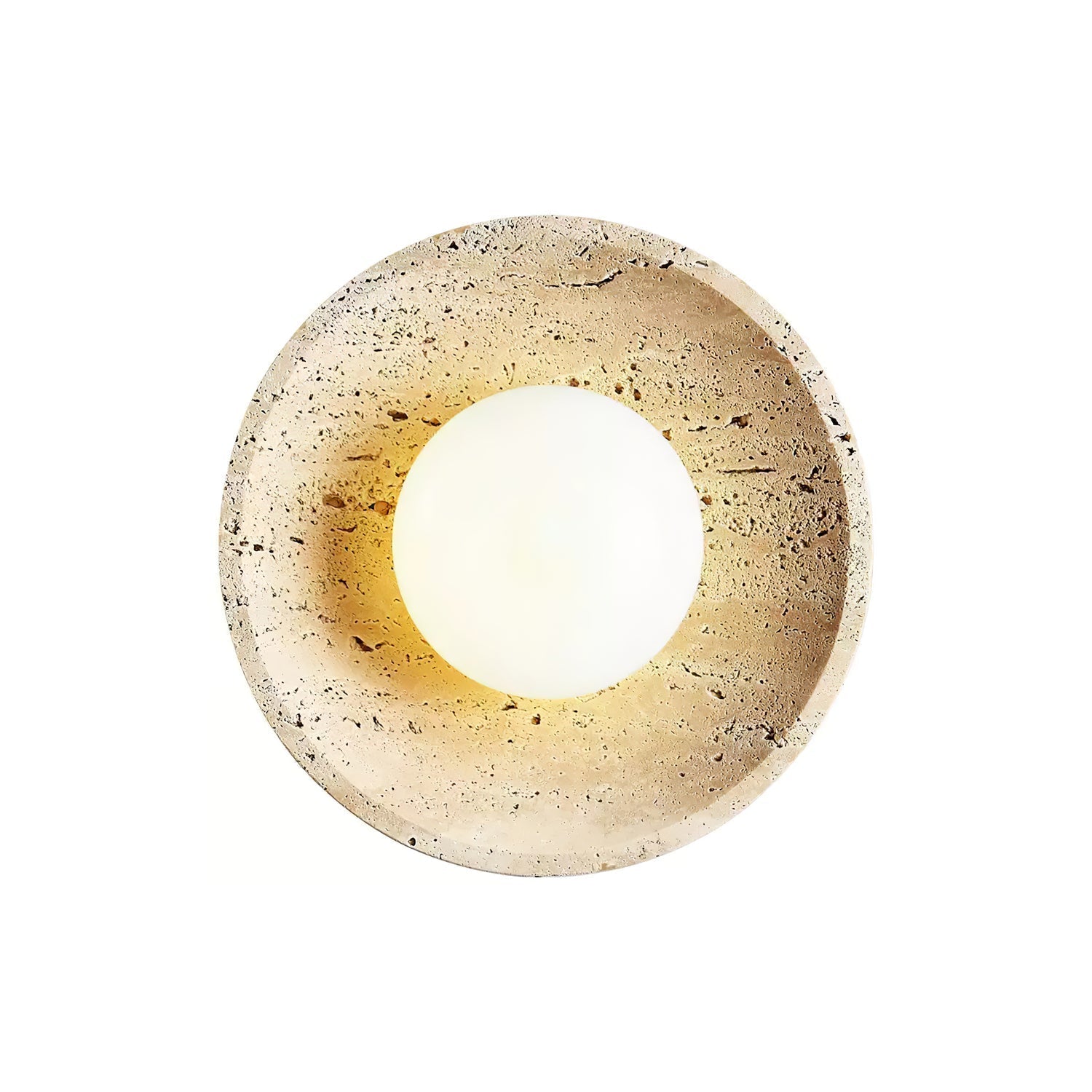 Vephair Bowl-Frame Travertine Wall Light - Lamp Copper