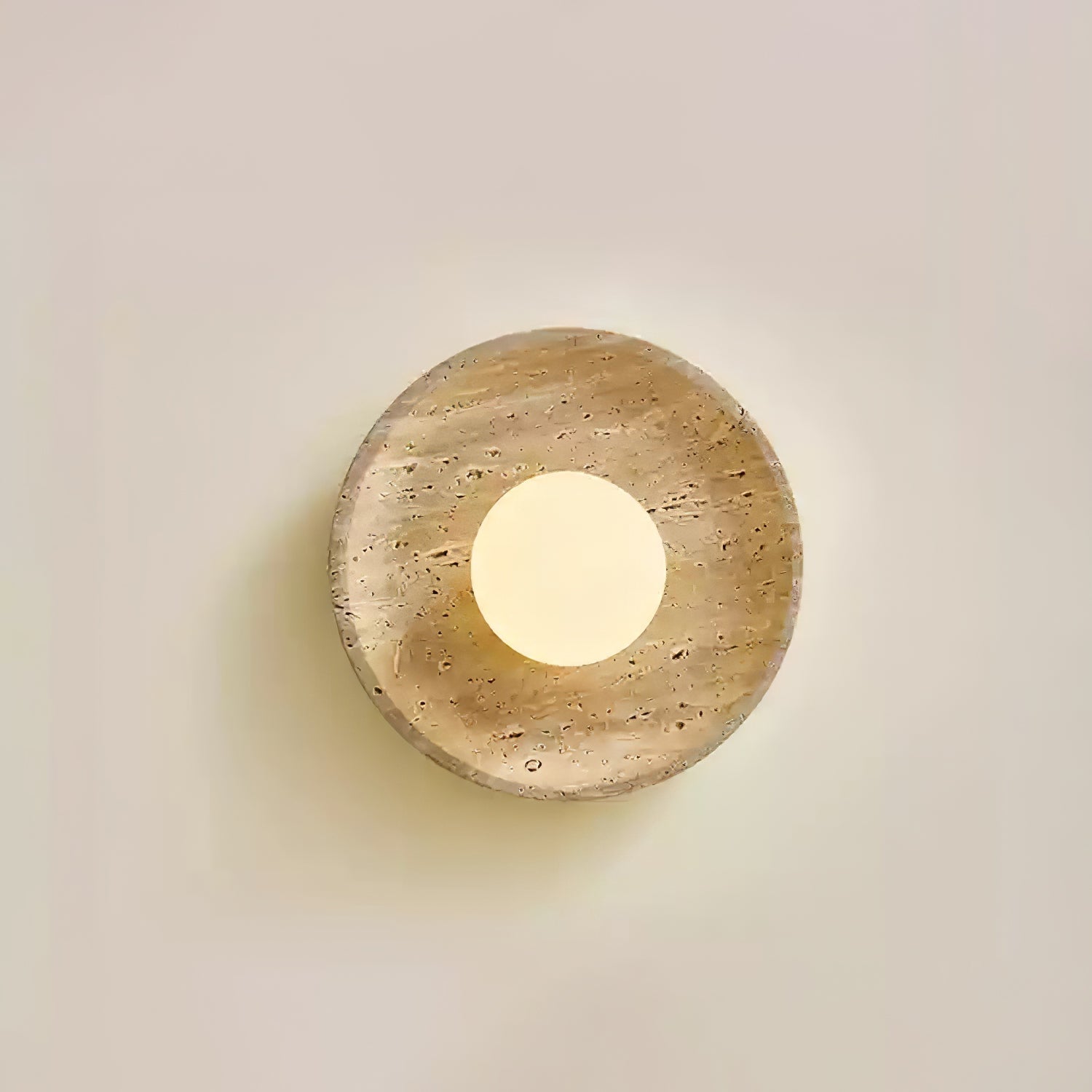 Vephair Bowl-Frame Travertine Wall Light - Lamp Copper
