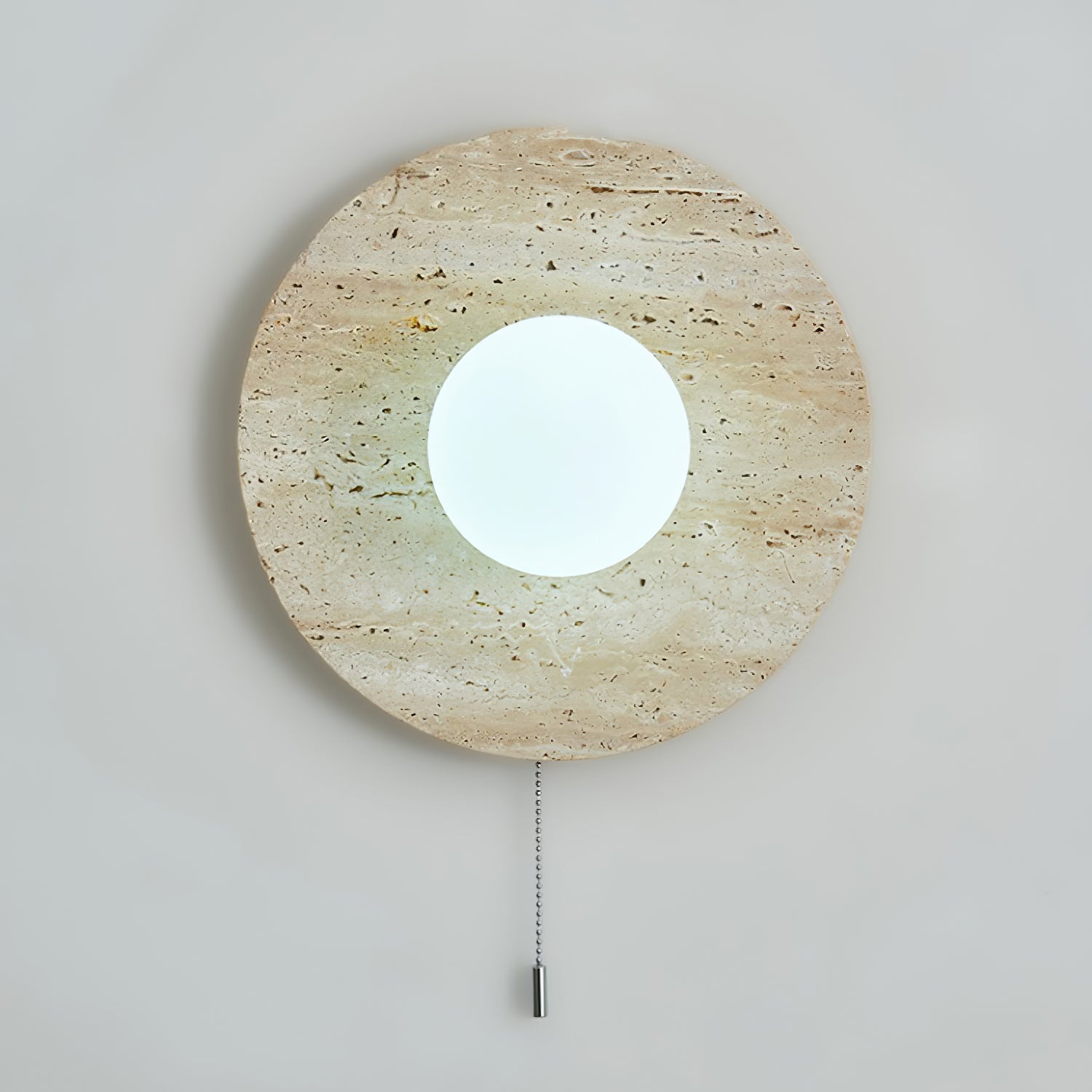 Vephair Bowl-Frame Travertine Wall Light - Lamp Copper