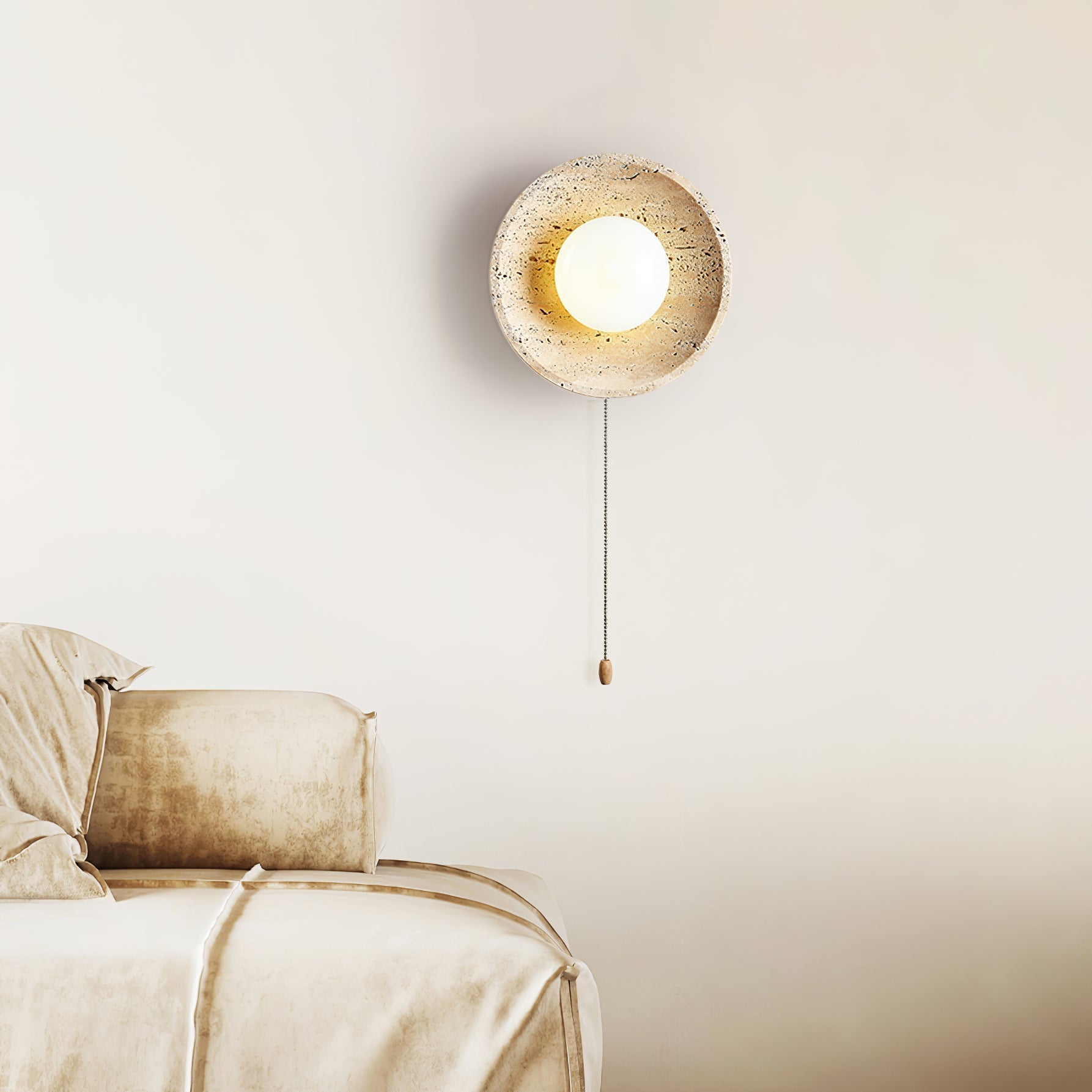 Vephair Bowl-Frame Travertine Wall Light - Lamp Copper