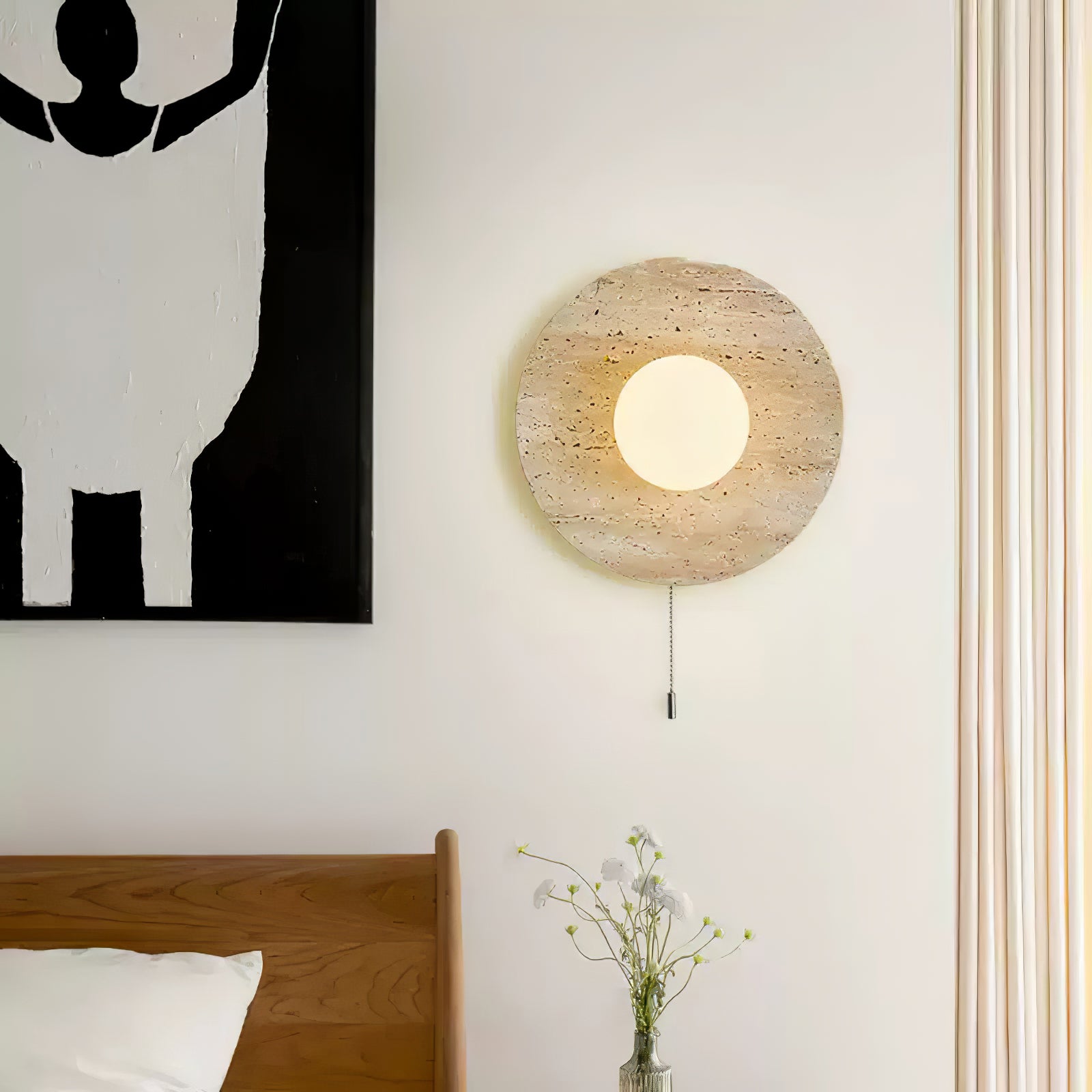 Vephair Bowl-Frame Travertine Wall Light - Lamp Copper