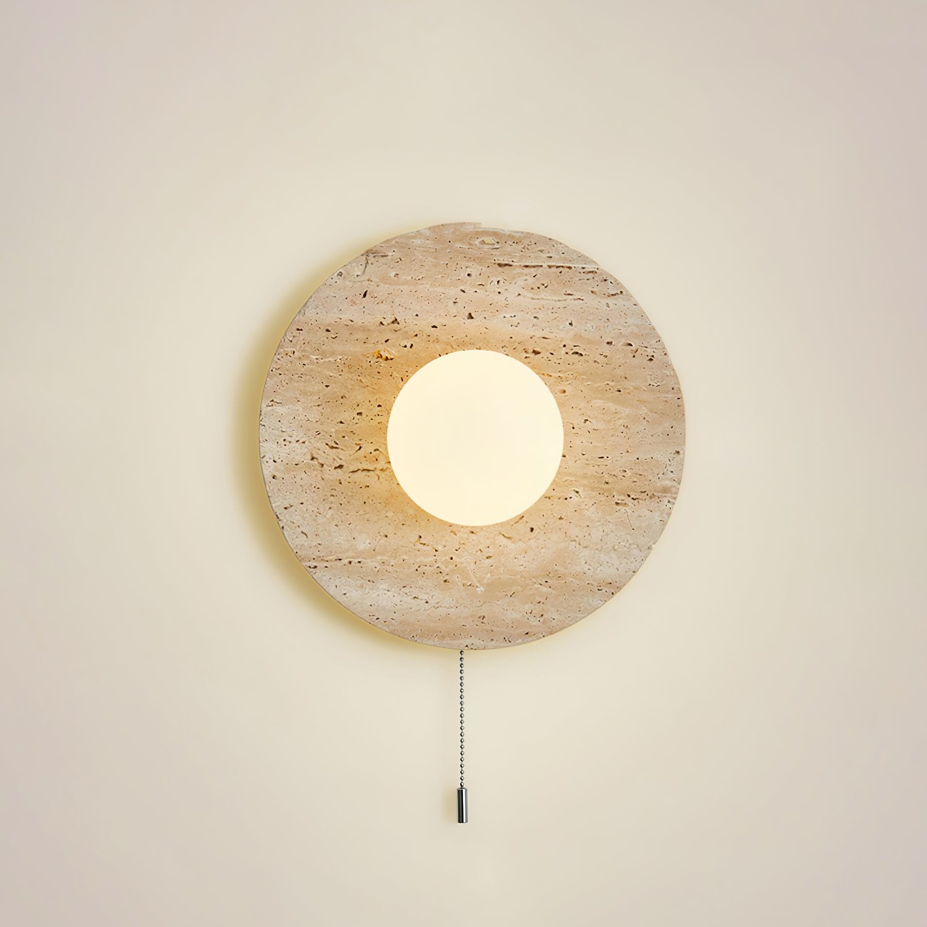 Vephair Bowl-Frame Travertine Wall Light - Lamp Copper
